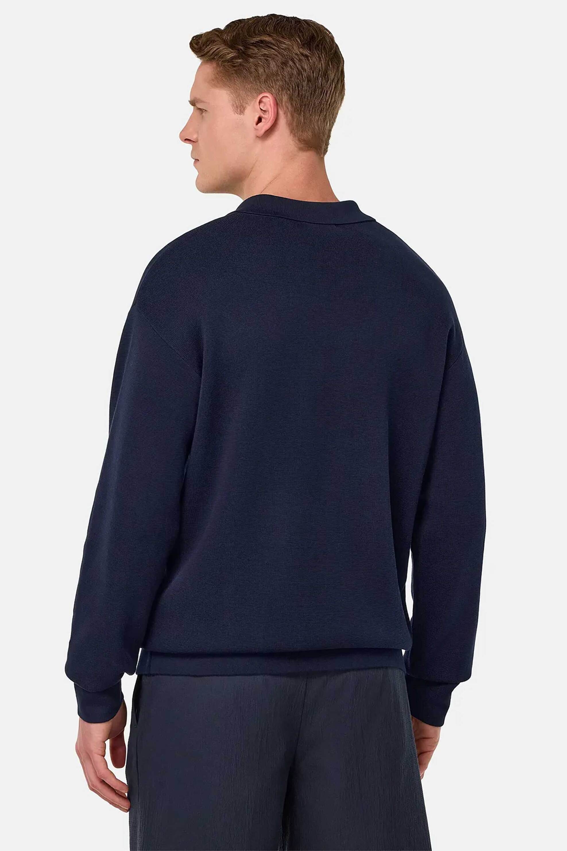 Boggi Milano Ανδρική Μπλούζα Πόλο Μονόχρωμη Relaxed Fit - Bo25P022401 Μπλε Σκούρο