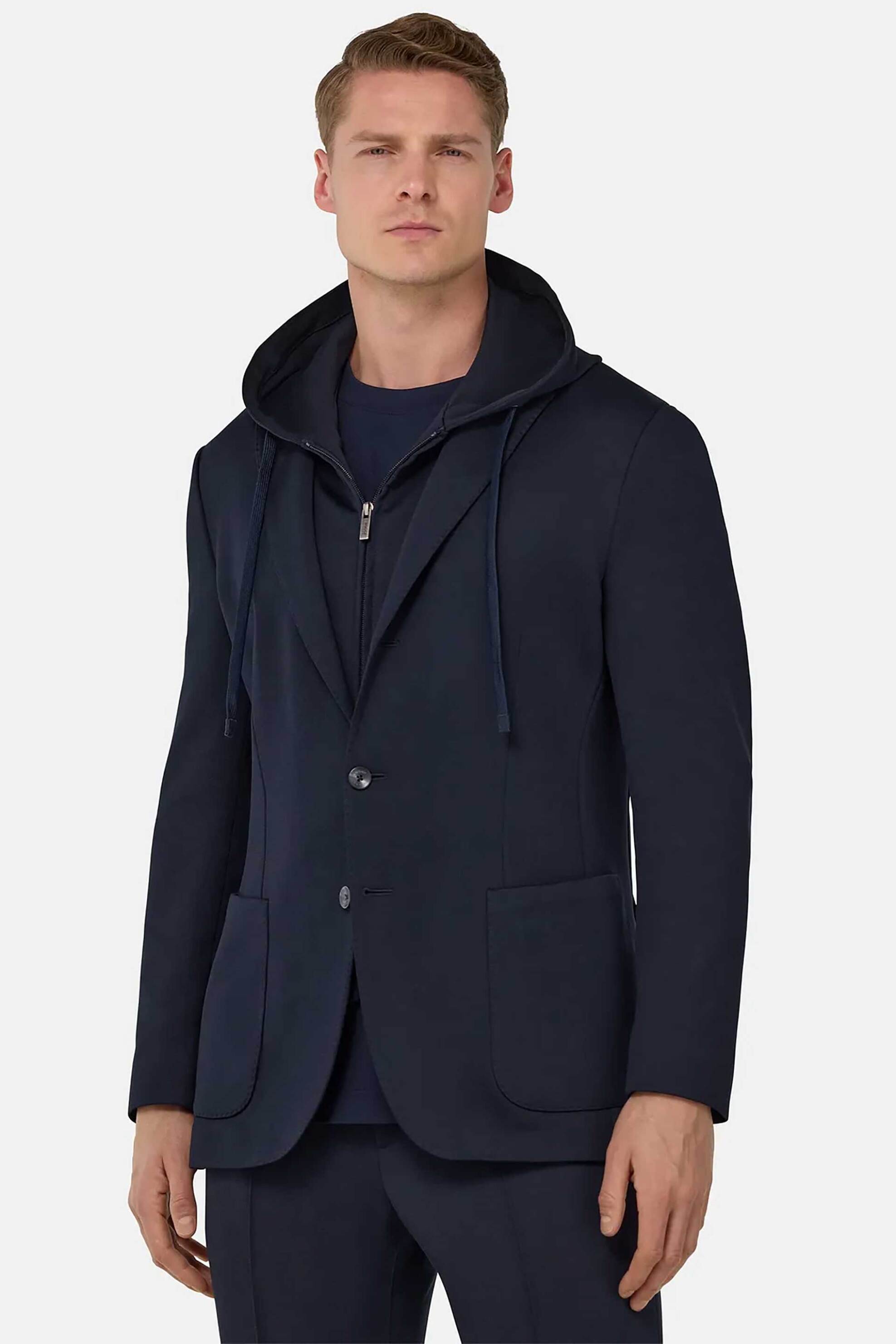 BOGGI MILANO Boggi Milano ανδρικό casual σακάκι με εσωτερική επένδυση με κουκούλα Regular Fit - BO25P054104 Μπλε Σκούρο