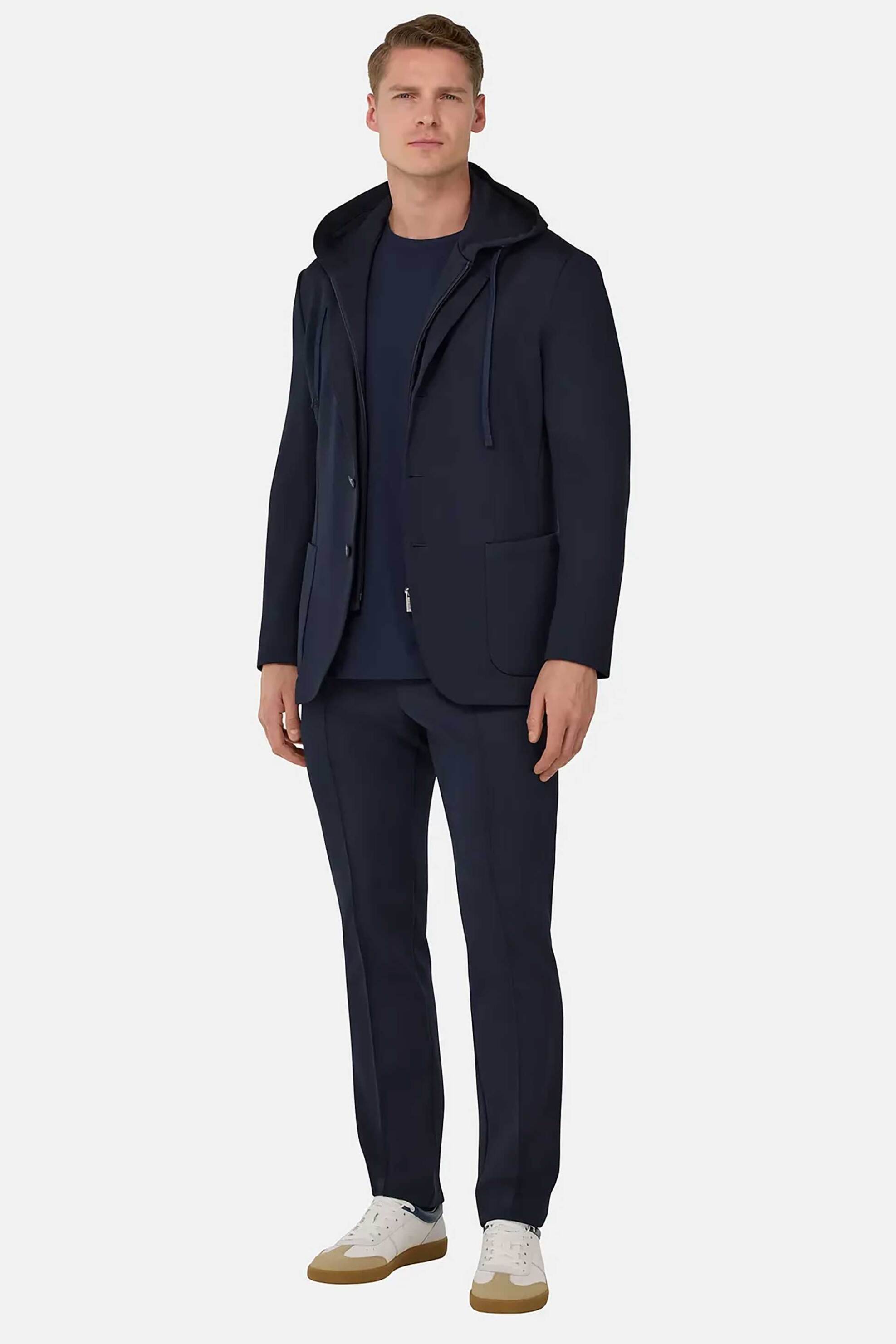 Boggi Milano ανδρικό casual σακάκι με εσωτερική επένδυση με κουκούλα Regular Fit - BO25P054104 Μπλε Σκούρο φωτογραφία