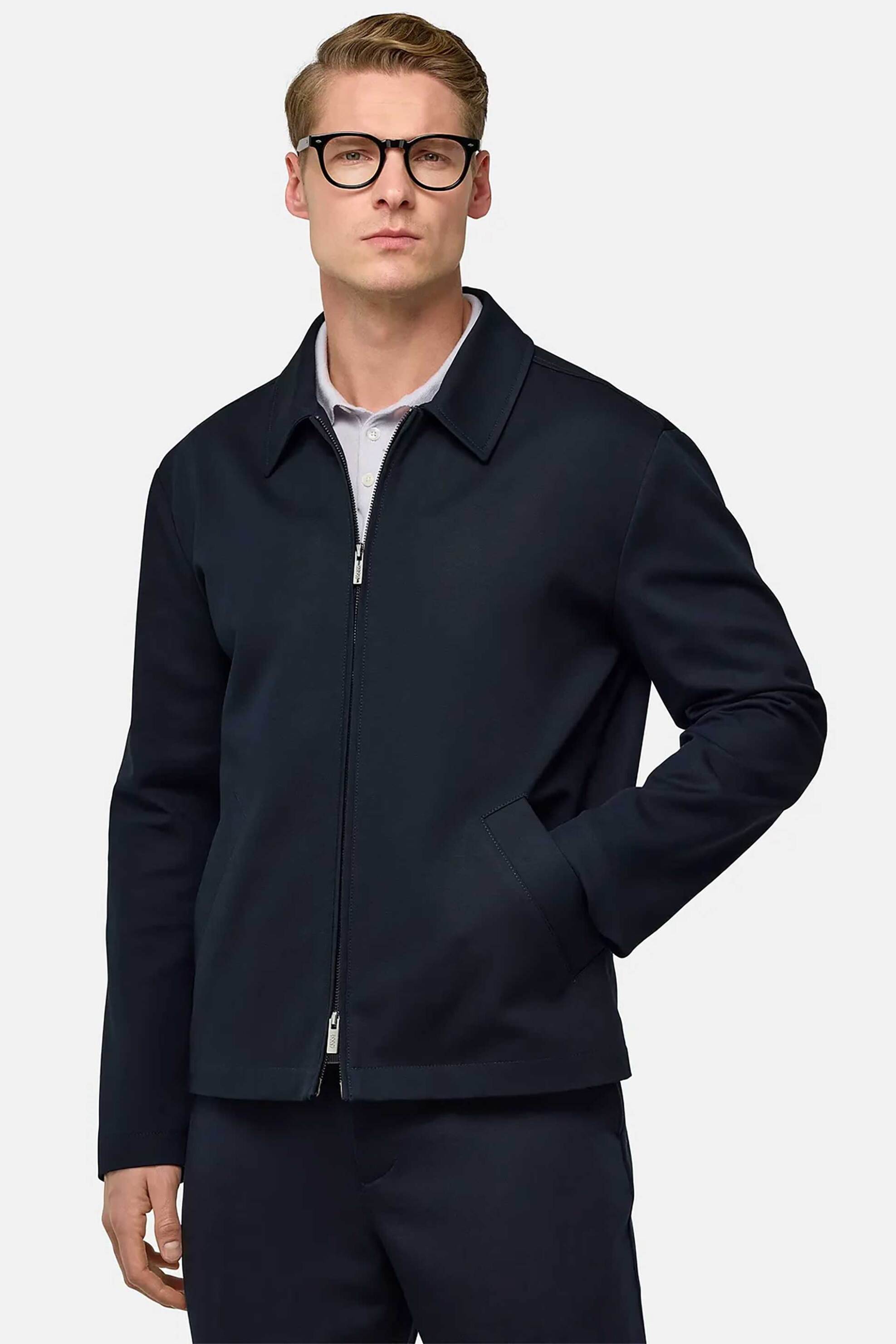 BOGGI MILANO Boggi Milano ανδρικό μονόχρωμο bomber jacket - BO25P025201 Μπλε Σκούρο