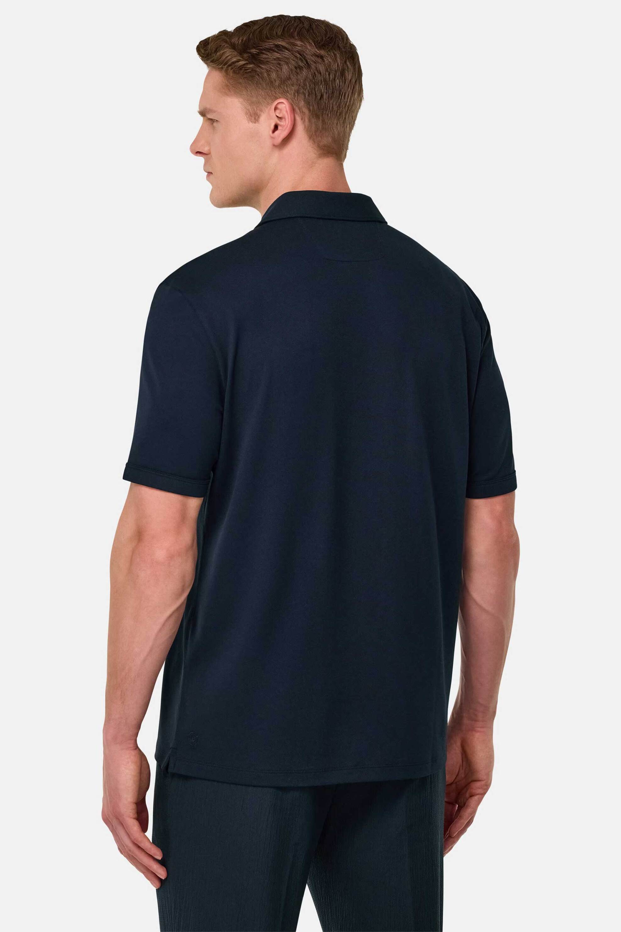 Boggi Milano Ανδρική Μπλούζα Πόλο Πικέ Κοντομάνικη Regular Fit - Bo25P004202 Μπλε Σκούρο