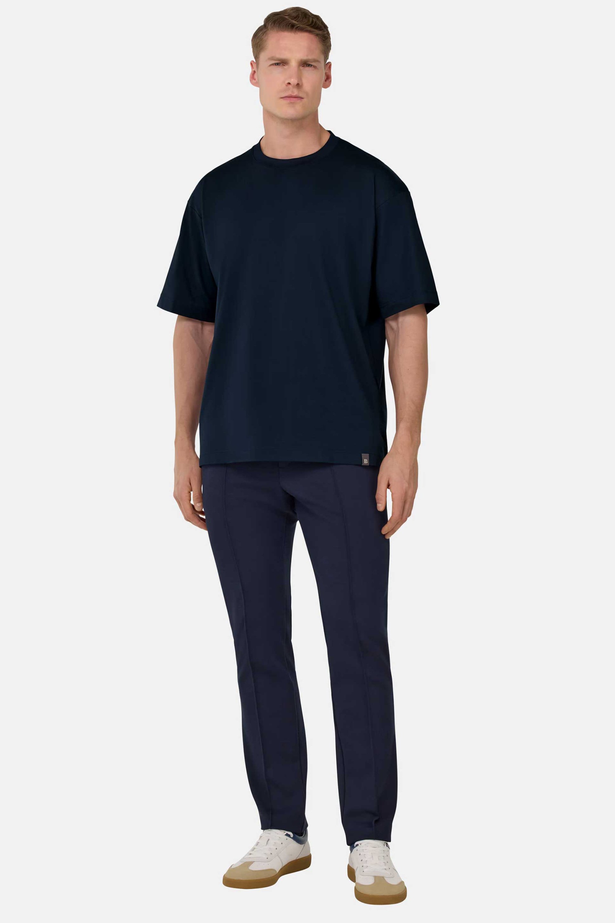 Boggi Milano ανδρικό παντελόνι μονόχρωμο Regular Fit - BO25P057501 Μπλε Σκούρο