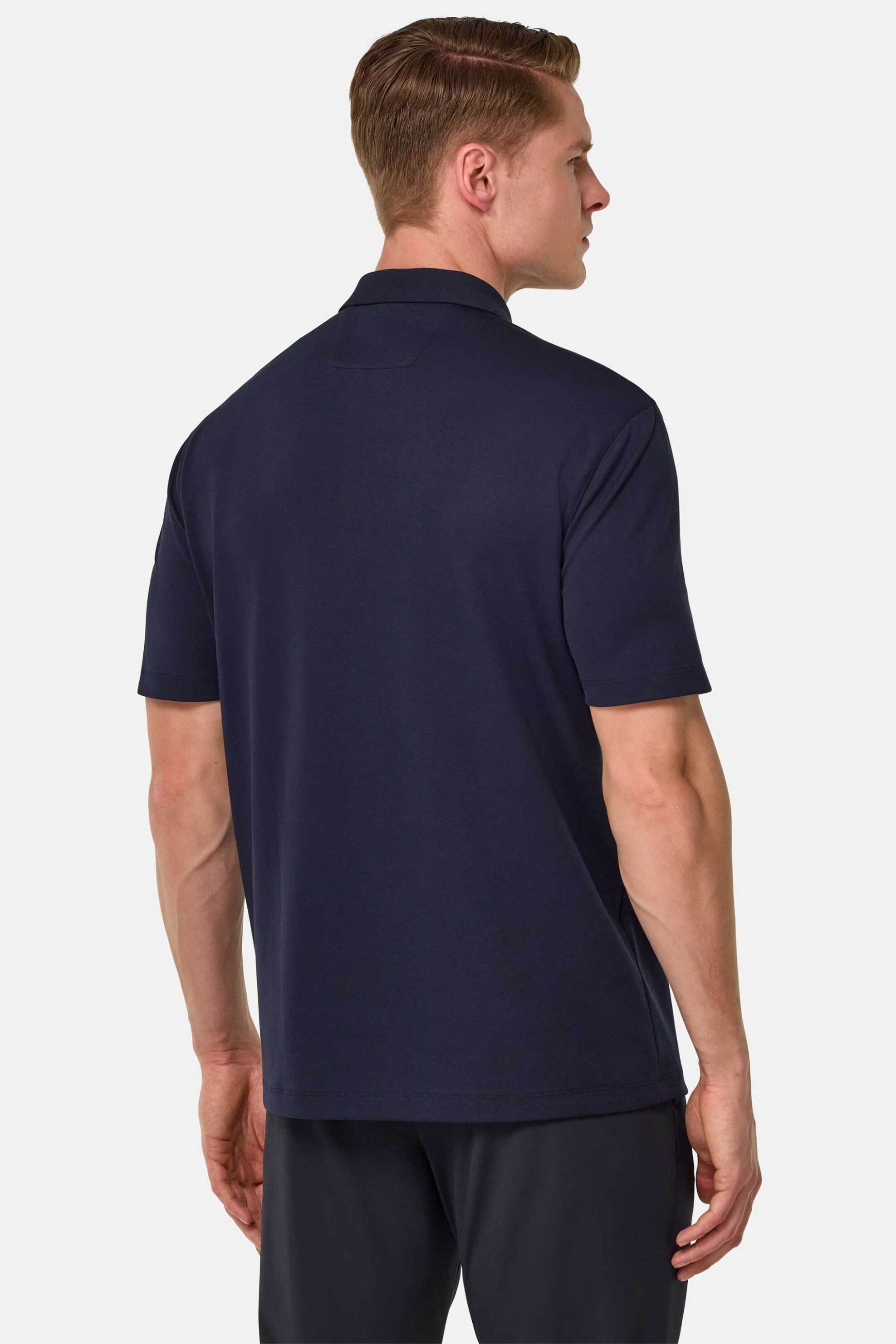 Boggi Milano Ανδρική Μπλούζα Πόλο Πικέ Κοντομάνικη Regular Fit - Bo25P063202 Μπλε Σκούρο