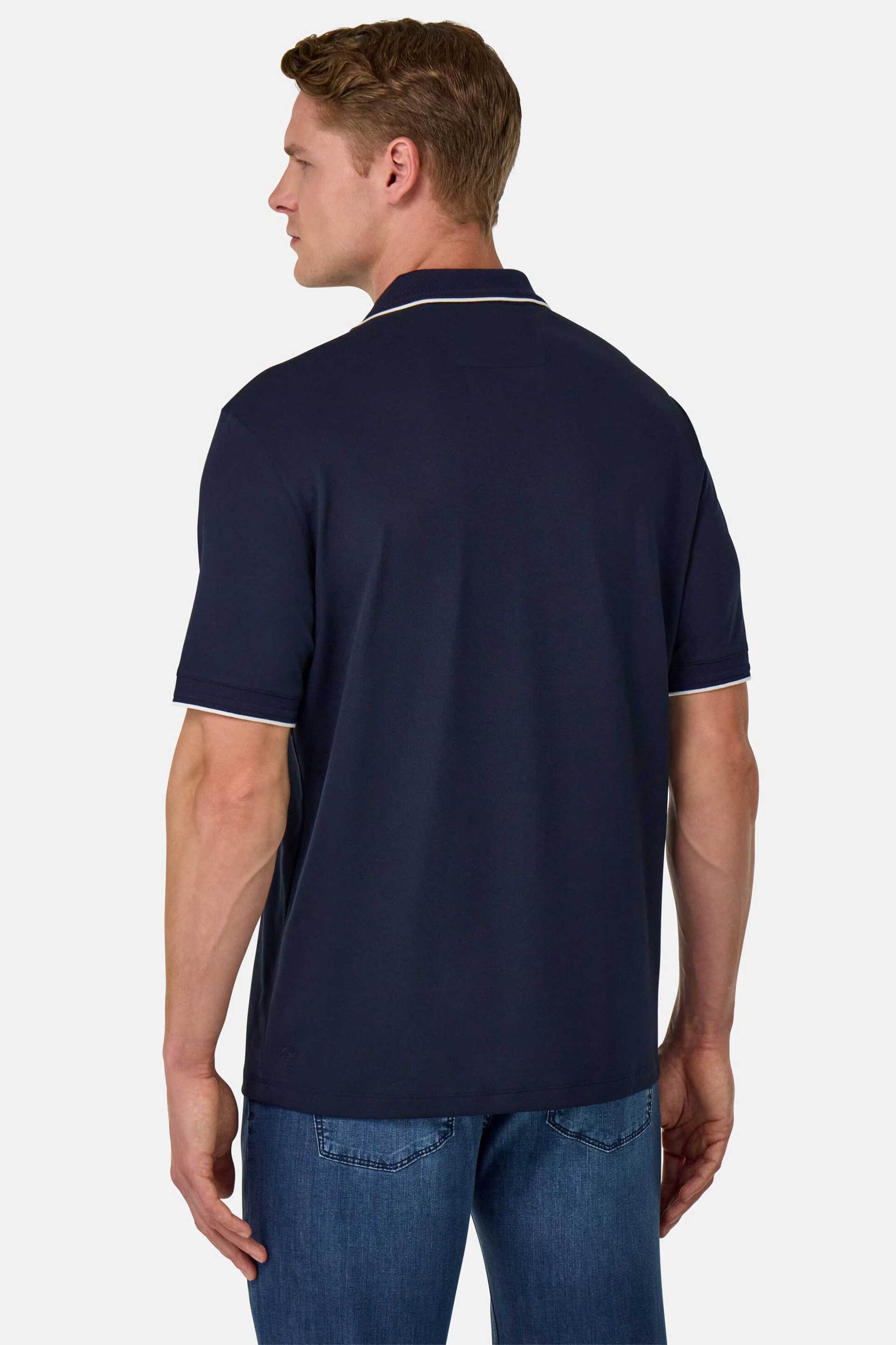 Boggi Milano Ανδρική Μπλούζα Πόλο Πικέ Κοντομάνικη Regular Fit - Bo25P004102 Μπλε Σκούρο