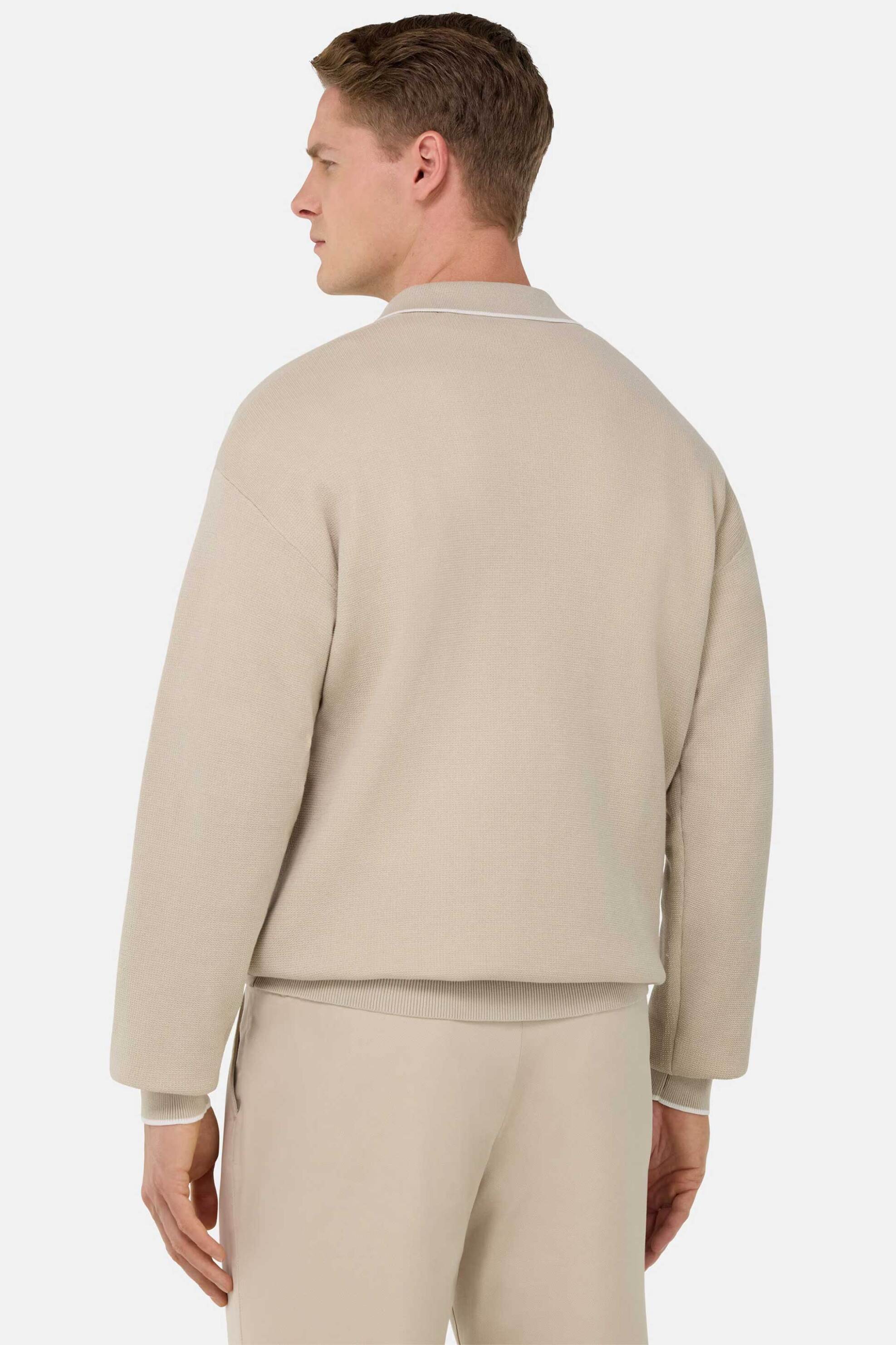 Boggi Milano Ανδρική Πλεκτή Μπλούζα Πόλο Μονόχρωμη Regular Fit - Bo25P036401 Μπεζ