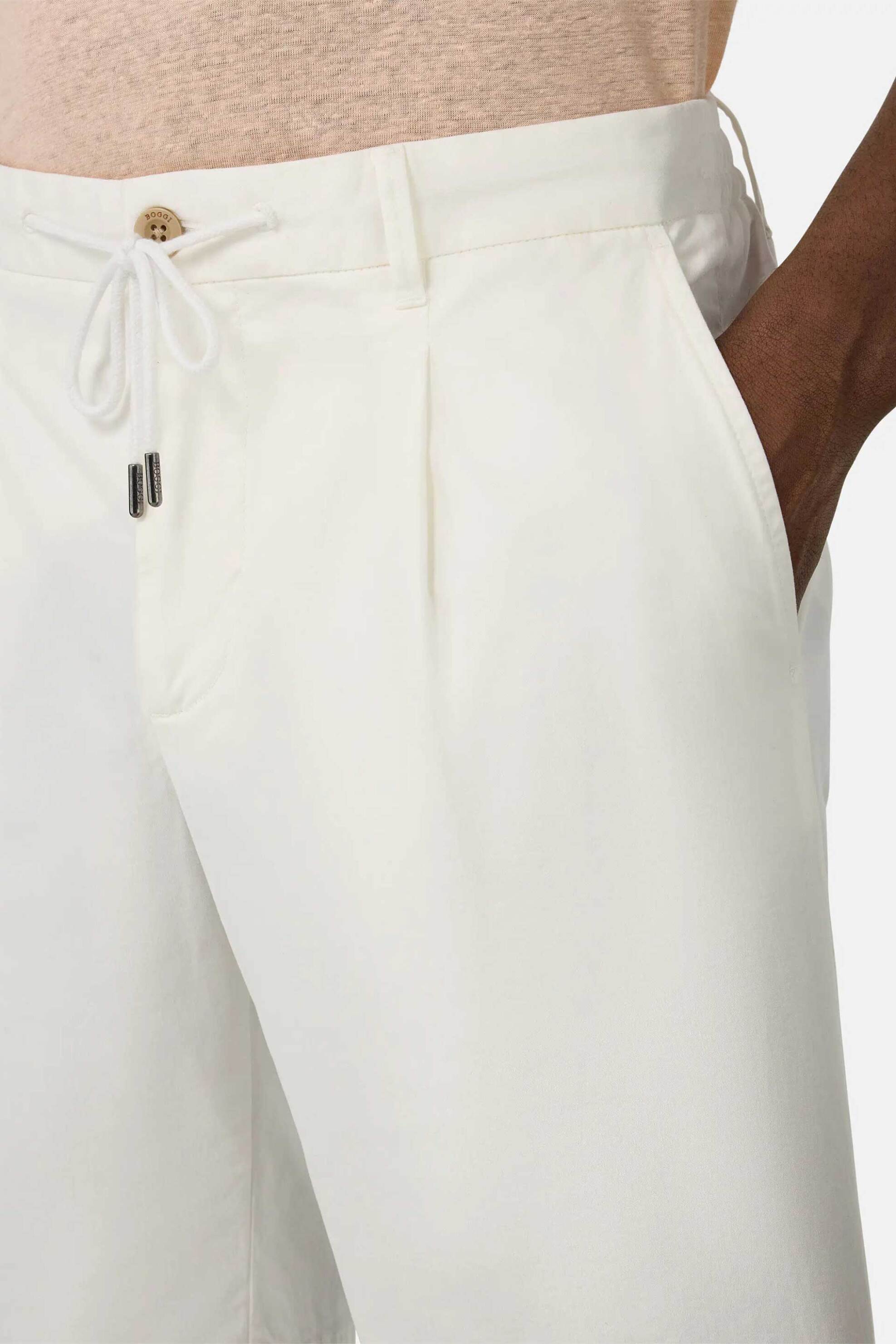 Boggi Milano Ανδρική Βερμούδα Μονόχρωμη Regular Fit - Bo25P037912 Λευκό