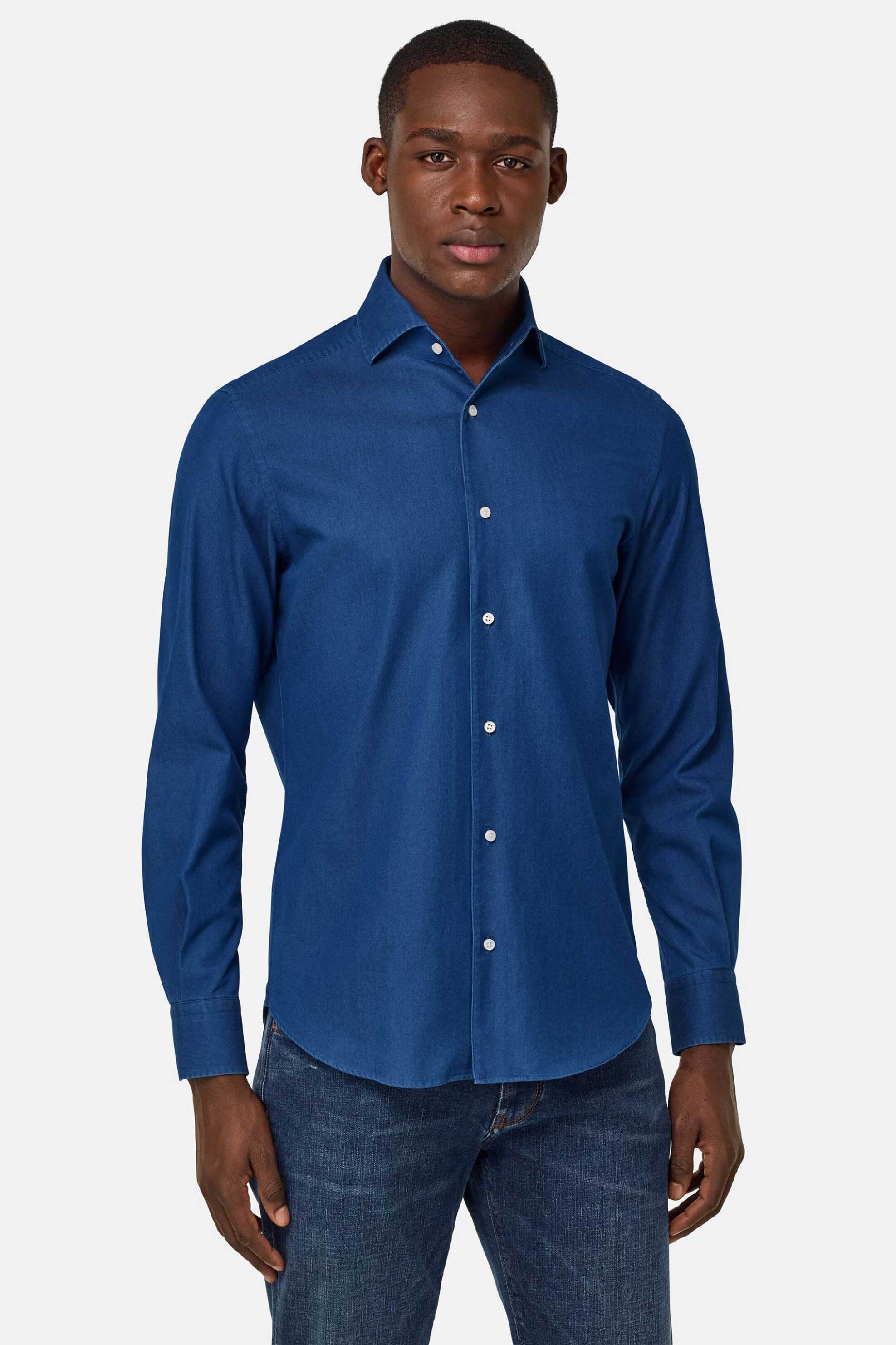 Boggi Milano ανδρικό denim πουκάμισο Regular Fit - BO25P063301 Denim Blue