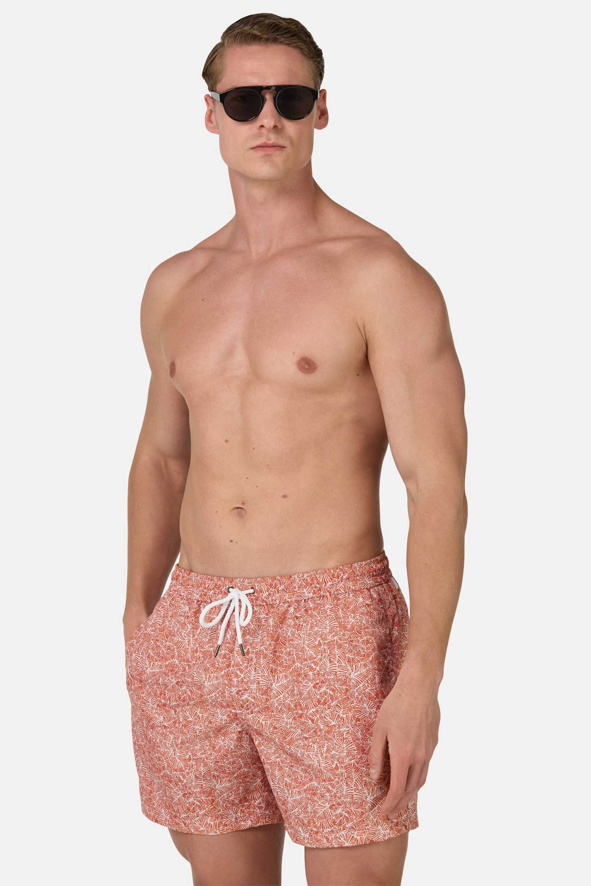BOGGI MILANO Boggi Milano ανδρικό μαγιό με floral print - BO25P066002 Μπορντό