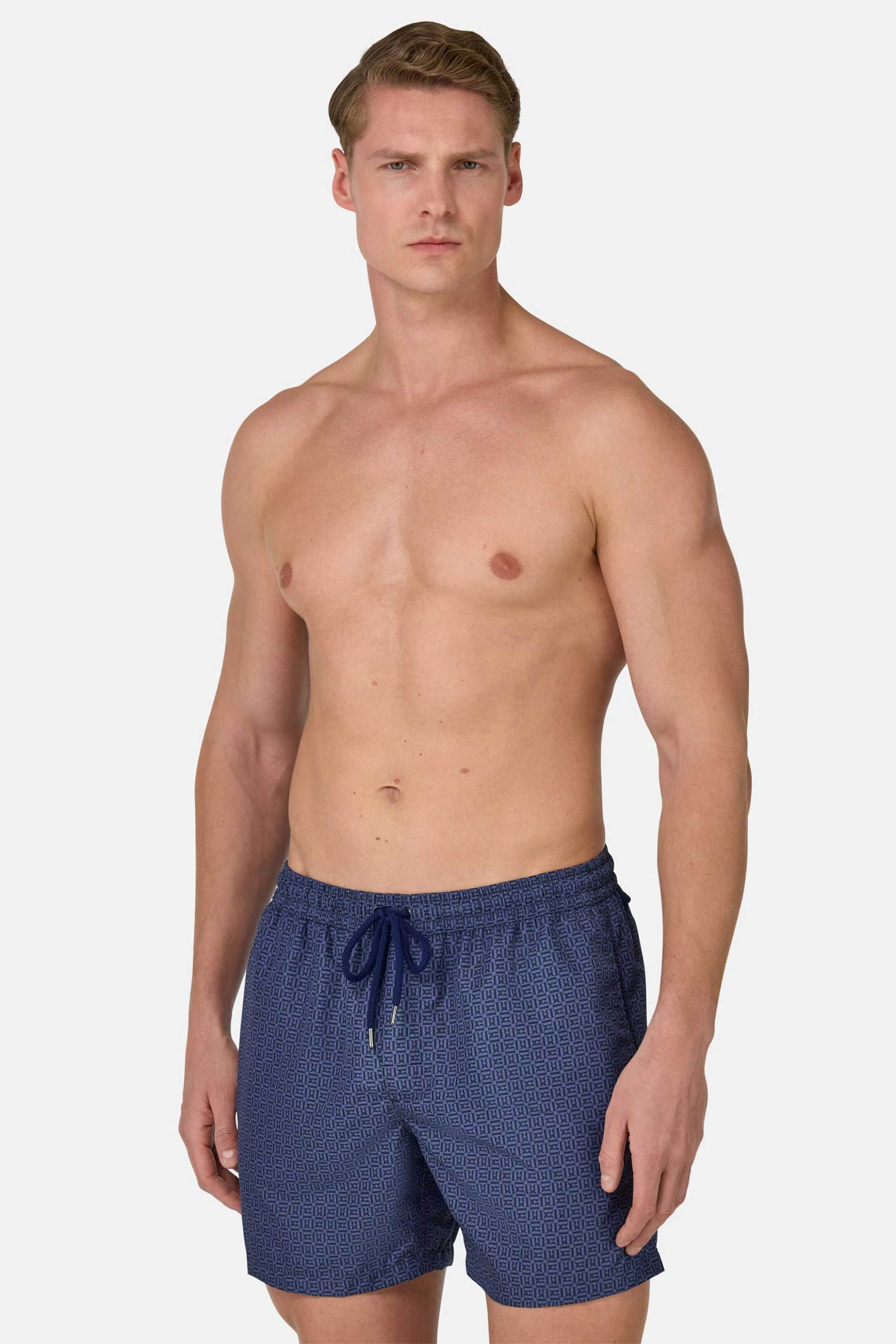 Boggi Milano ανδρικό μαγιό με geometrical pattern - BO25P066102 Μπλε