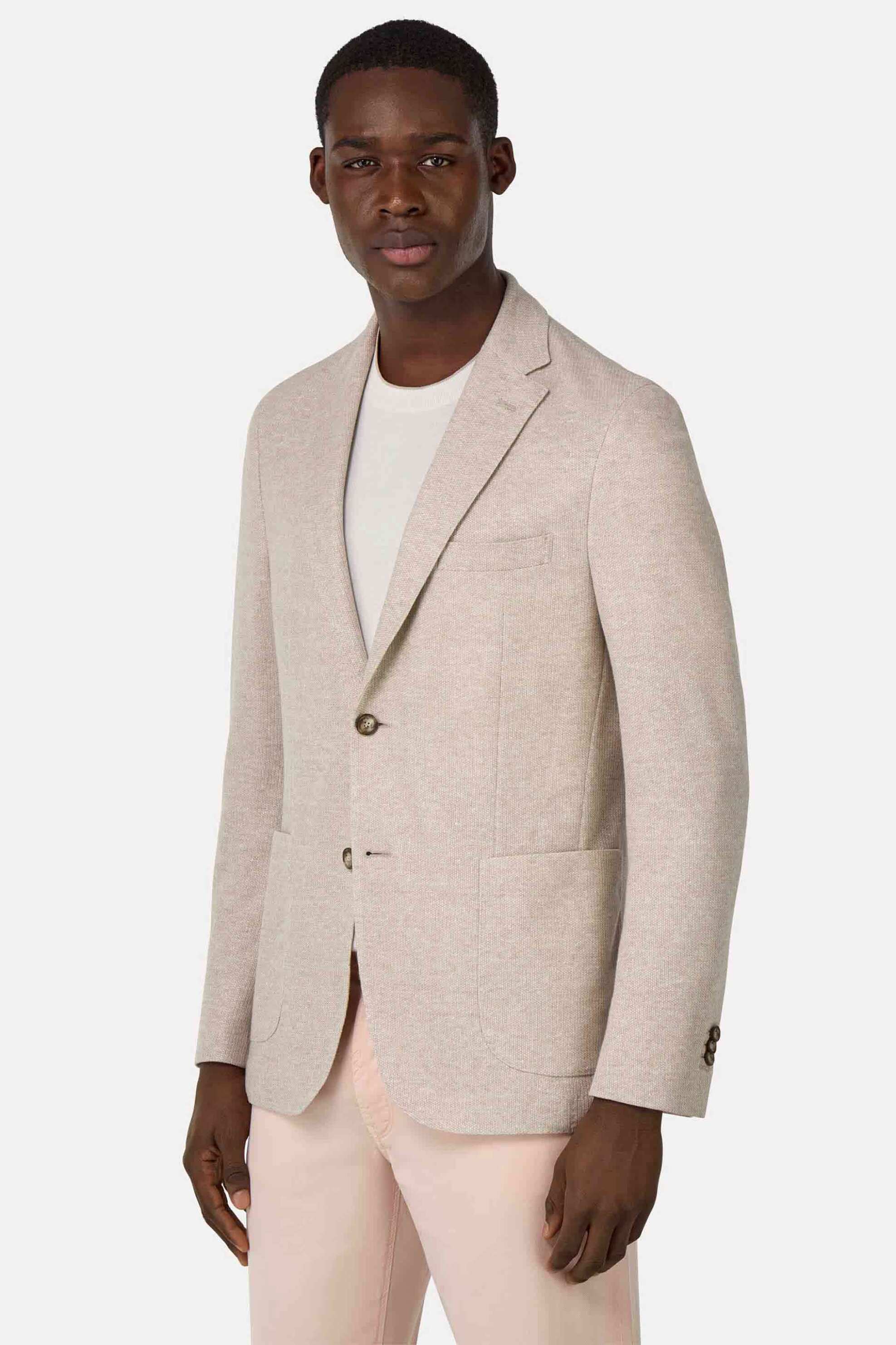 BOGGI MILANO Boggi Milano ανδρικό σακάκι από λινάρι και βαμβάκι Regular Fit - BO25P067701 Μπεζ