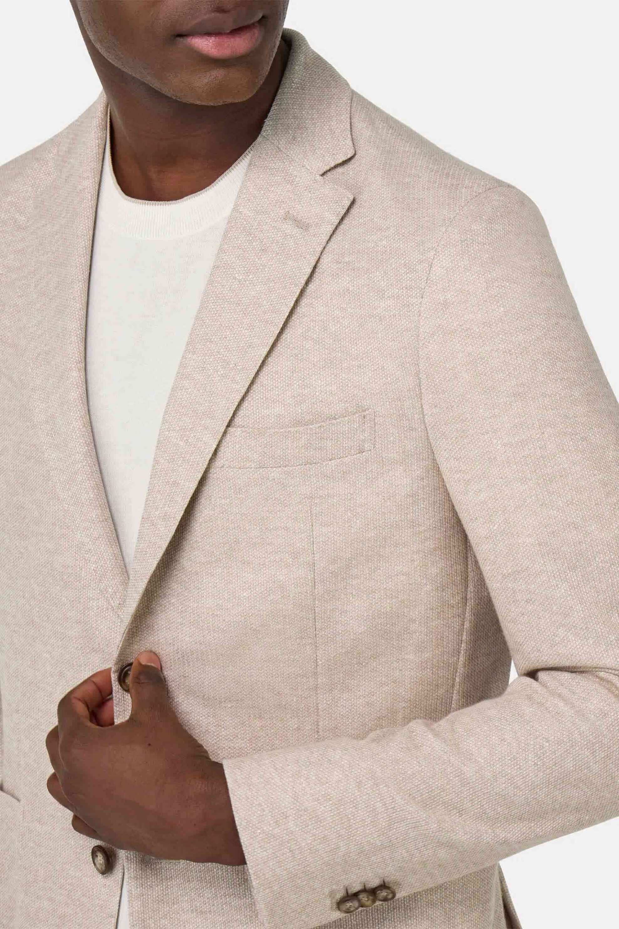Boggi Milano ανδρικό σακάκι από λινάρι και βαμβάκι Regular Fit - BO25P067701 Μπεζ φωτογραφία