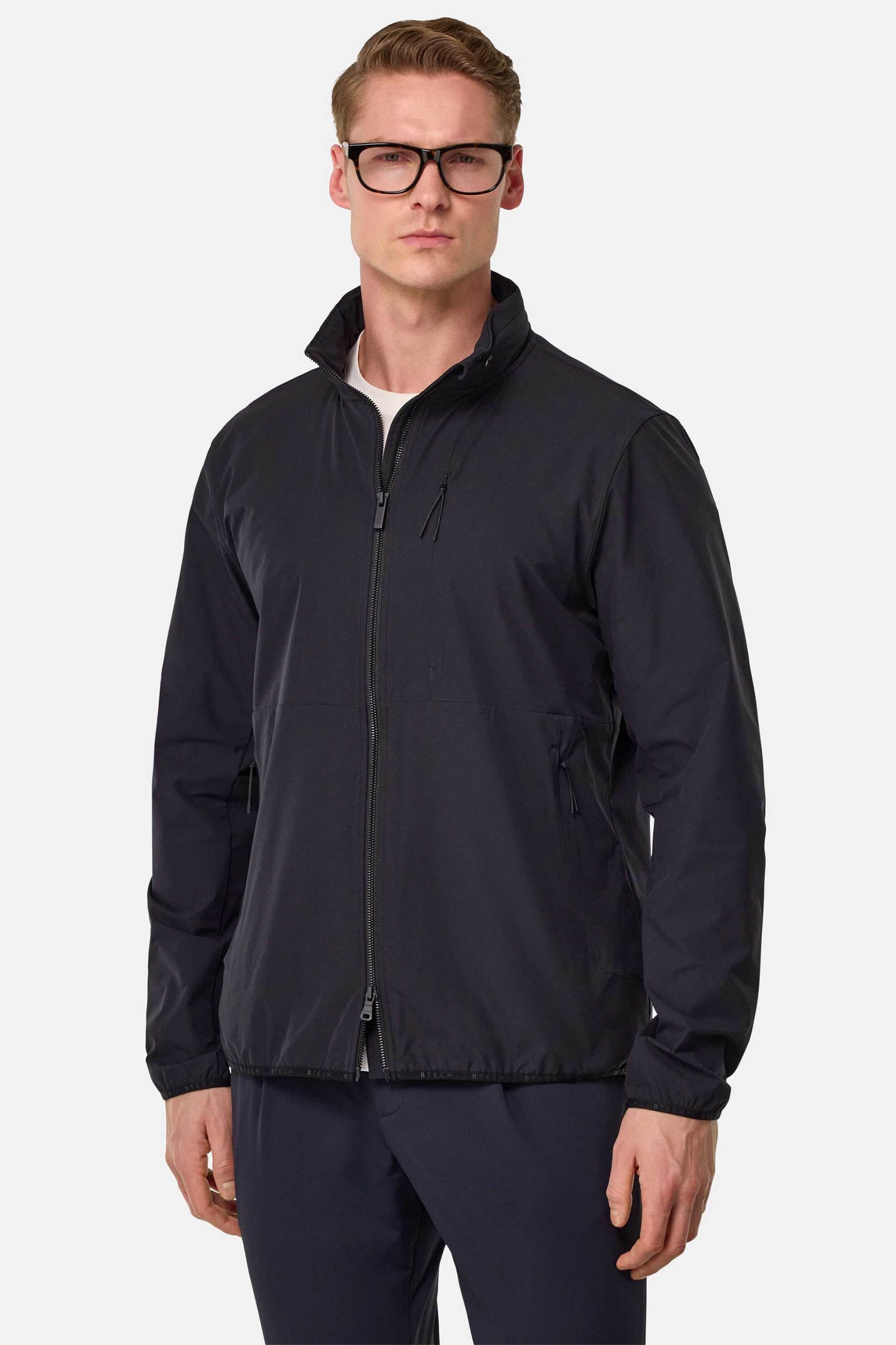 Boggi Milano ανδρικό bomber jacket αδιάβροχο με ψηλό λαιμό - BO25P068301 Μπλε Σκούρο