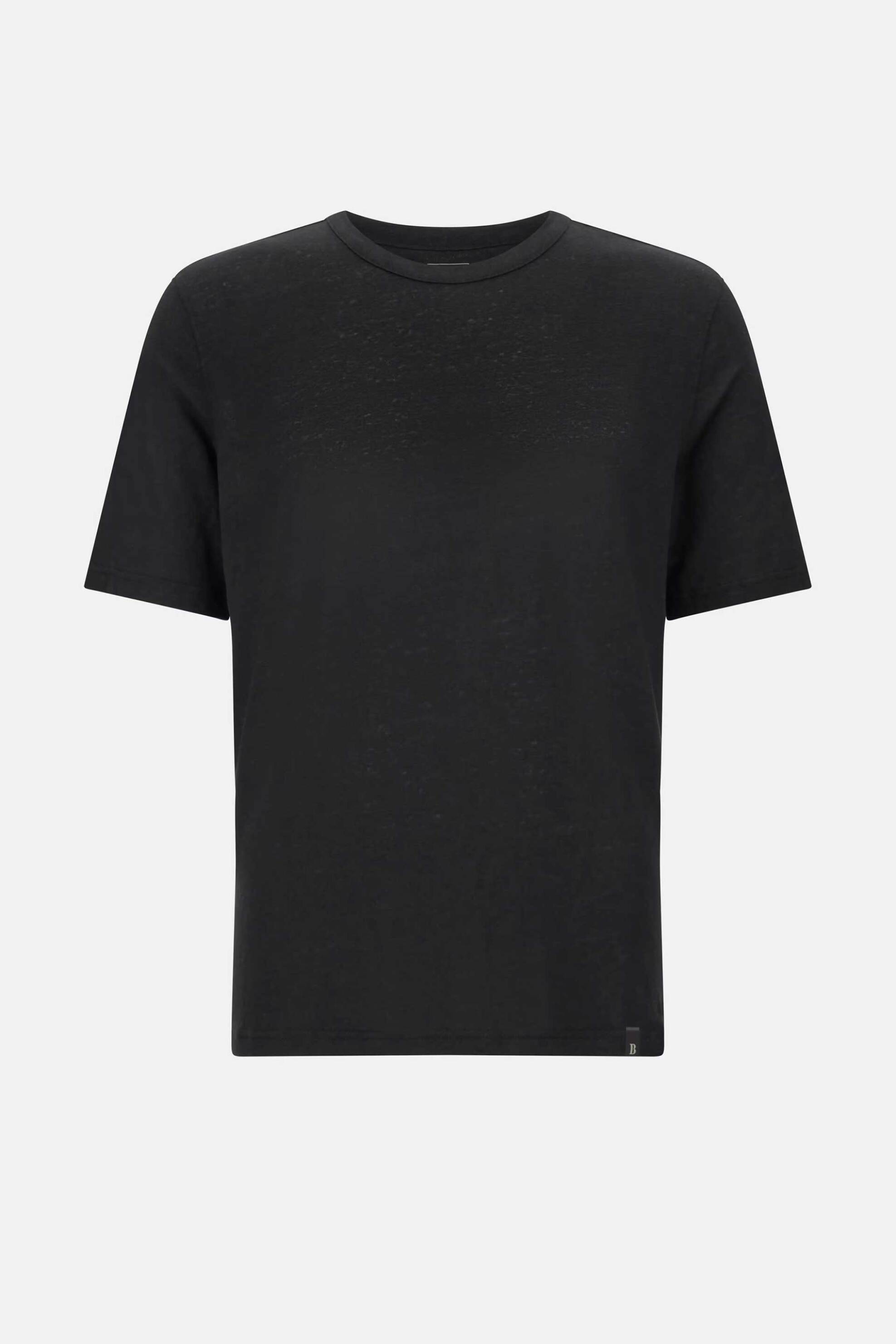 Boggi Milano Ανδρικό Λινό T-Shirt Μονόχρωμο Regular Fit - Bo25P034912 Μαύρο