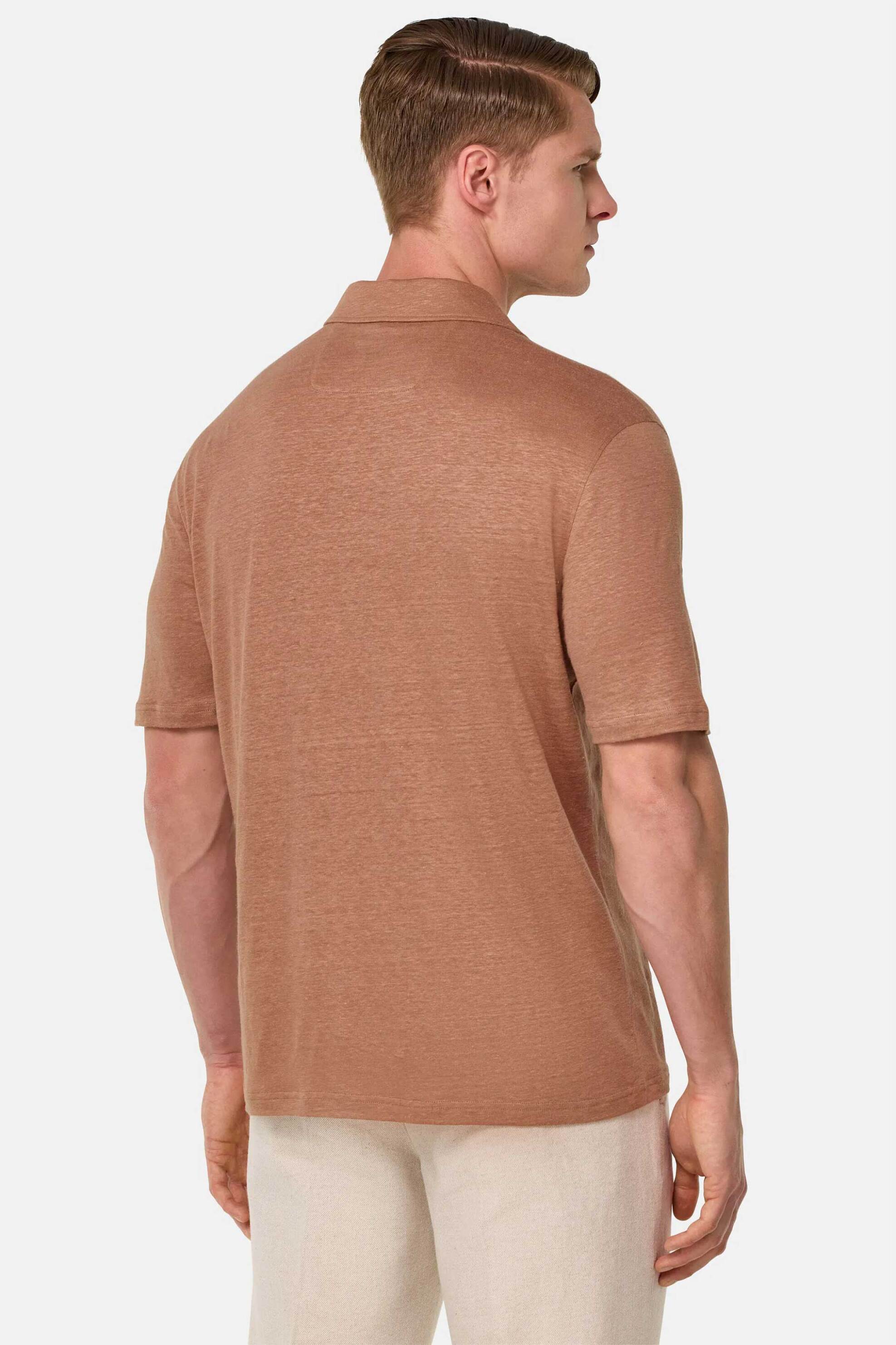 Boggi Milano Ανδρική Μπλούζα Πόλο Μονόχρωμη Regular Fit - Bo25P035103 Καφέ Ανοιχτό