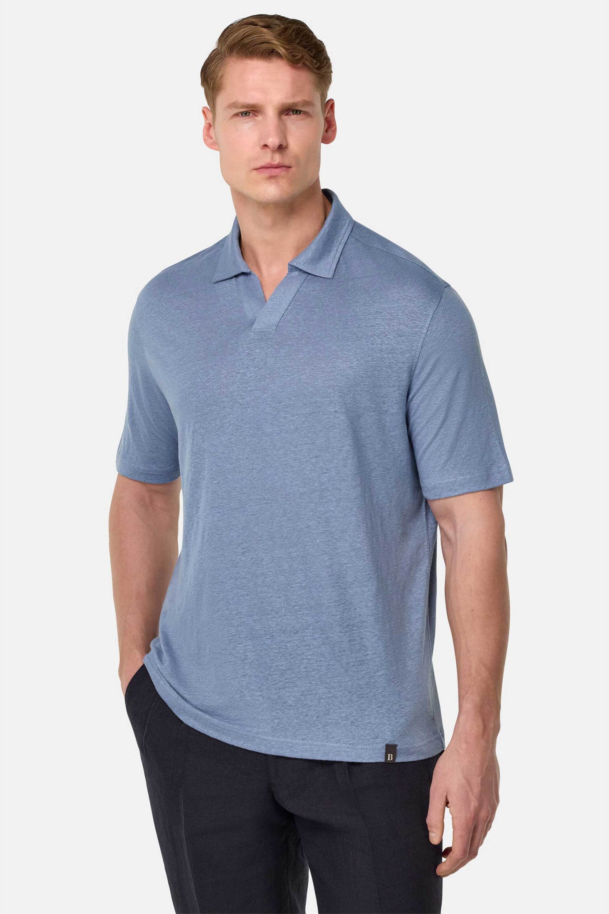 Boggi Milano ανδρική μπλούζα πόλο μονόχρωμη Regular Fit - BO25P035108 Μπλε