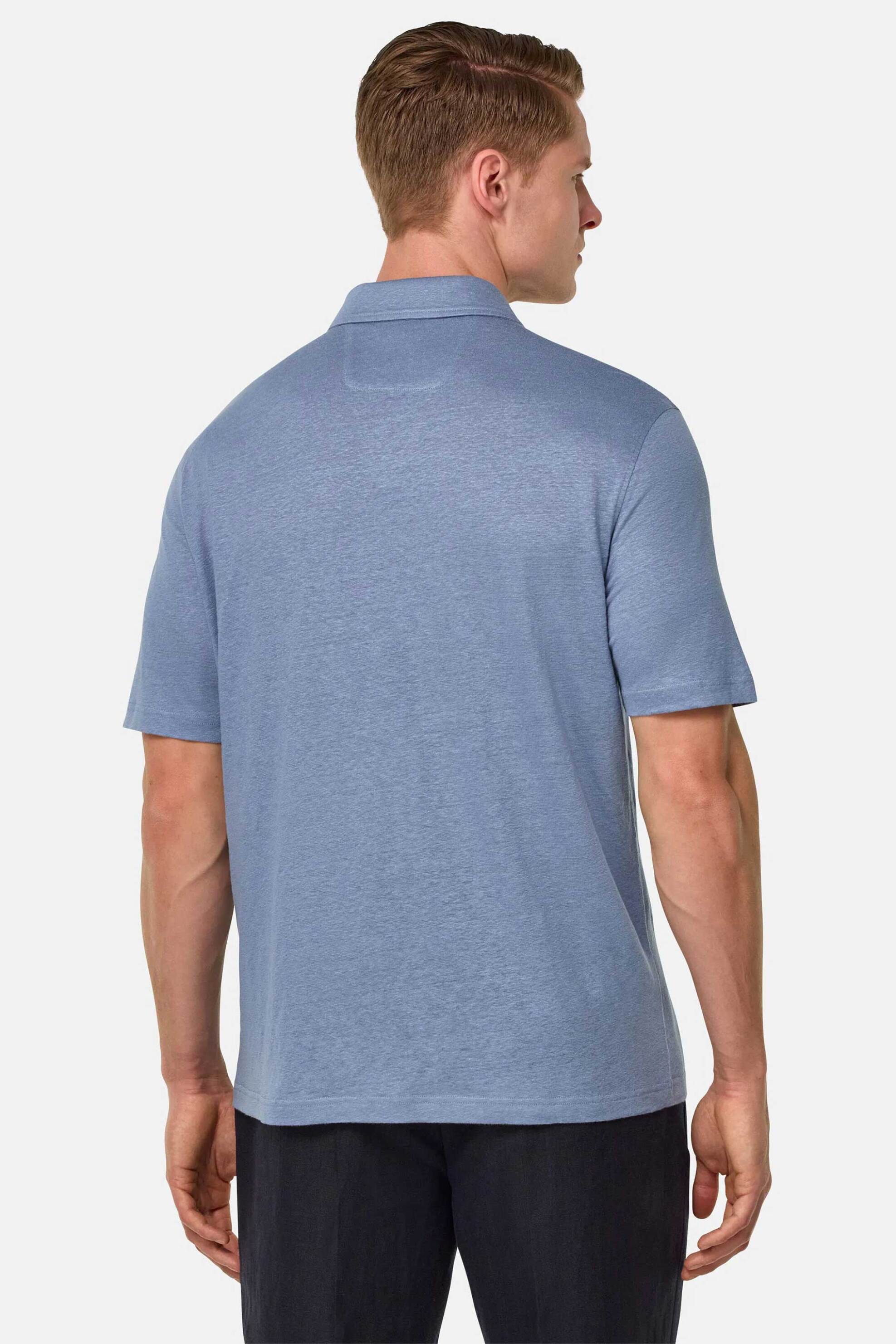 Boggi Milano Ανδρική Μπλούζα Πόλο Μονόχρωμη Regular Fit - Bo25P035108 Μπλε