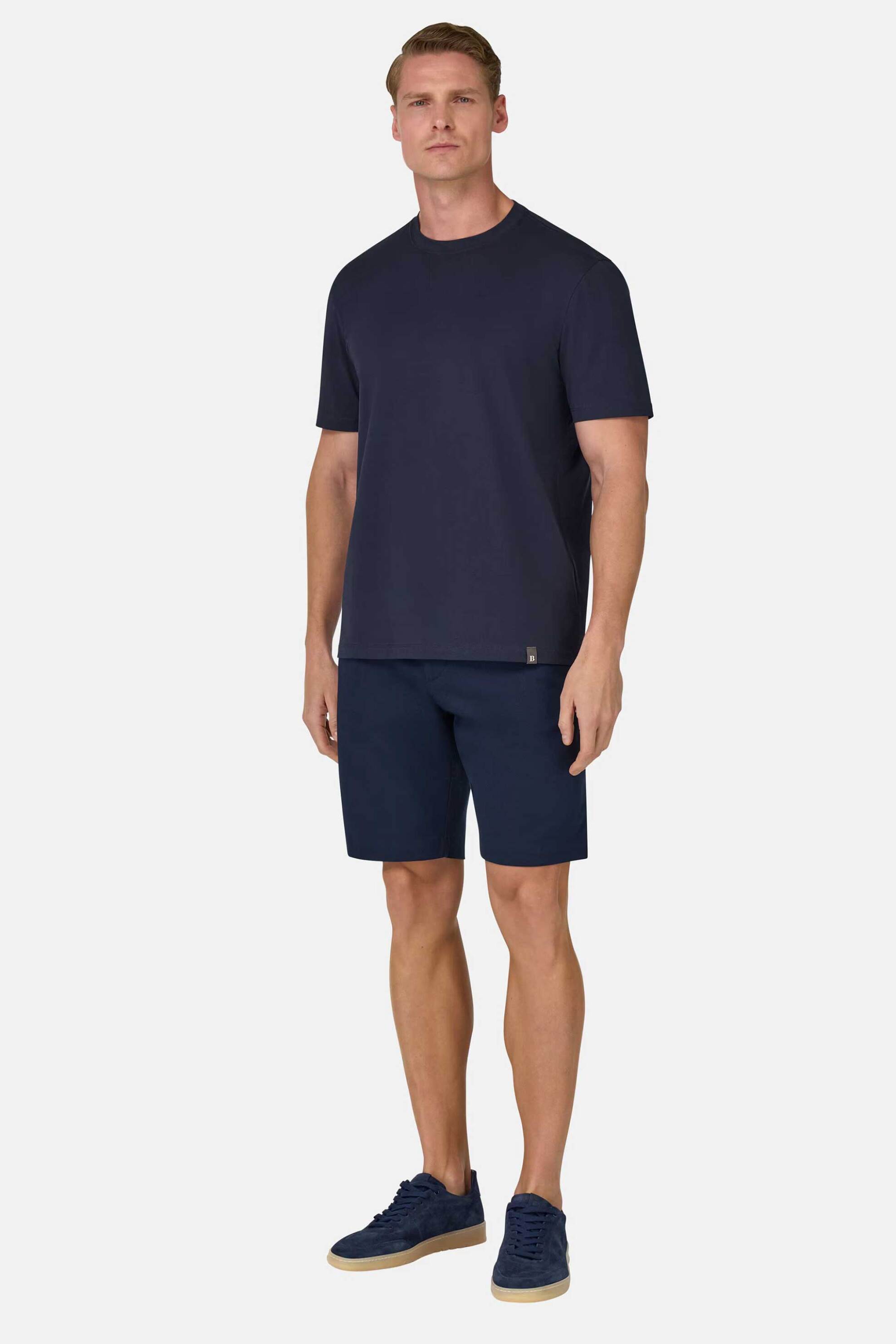 Boggi Milano ανδρική βερμούδα μονόχρωμη Regular Fit - BO25P037402 Μπλε Σκούρο