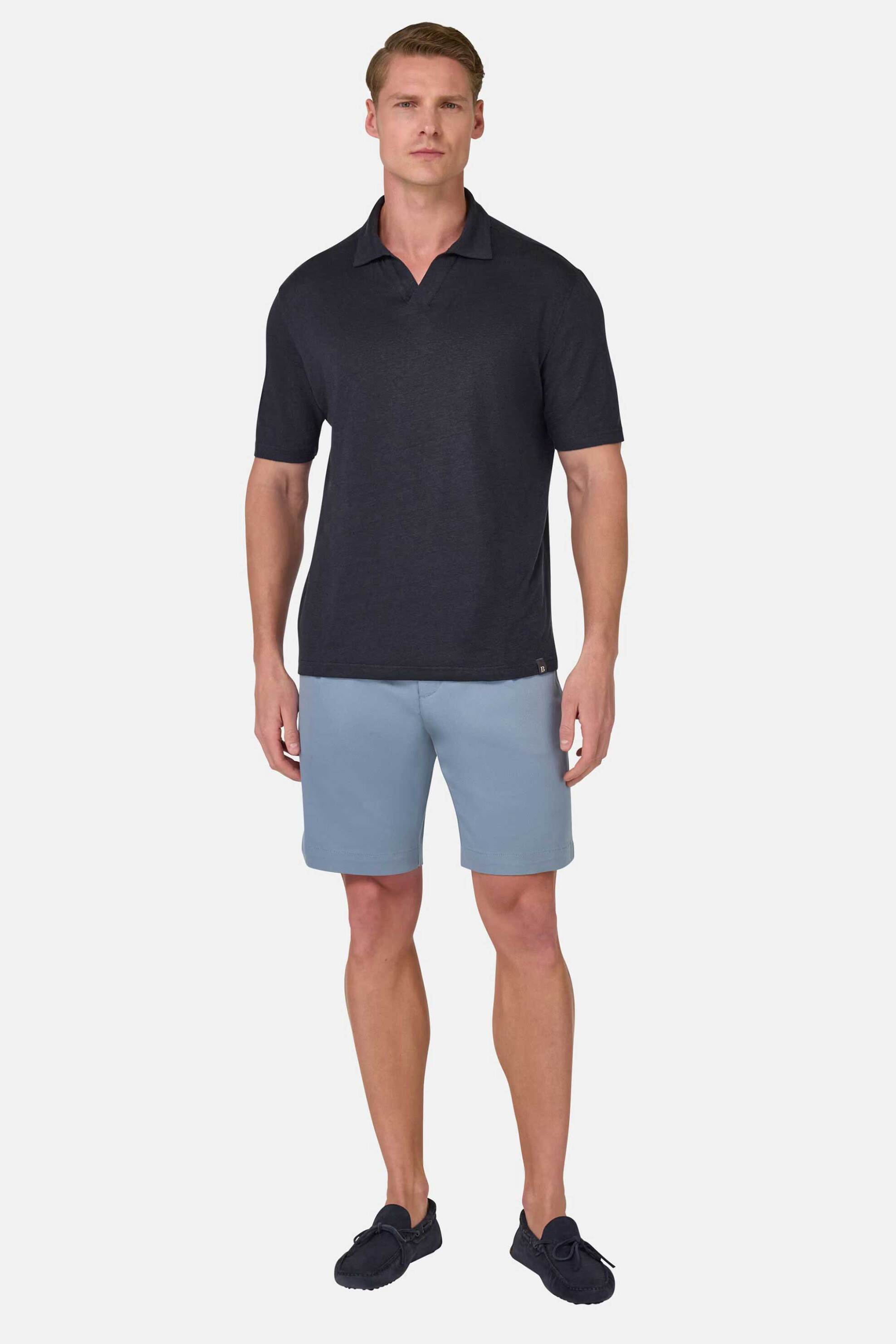 Boggi Milano ανδρική βερμούδα μονόχρωμη Regular Fit - BO25P037406 Μπλε