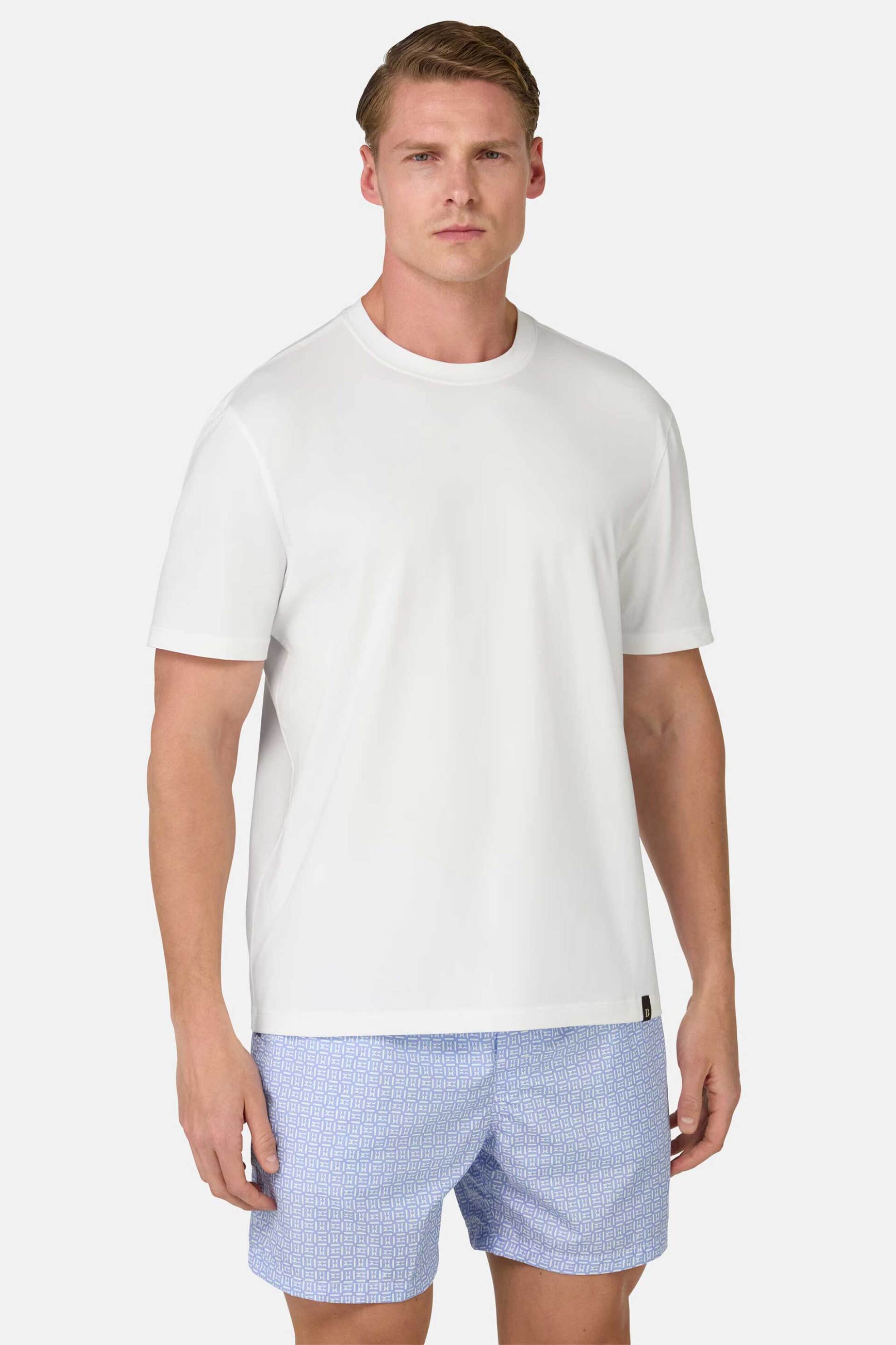 Boggi Milano ανδρικό T-shirt μονόχρωμο Regular Fit - BO25P046102 Λευκό