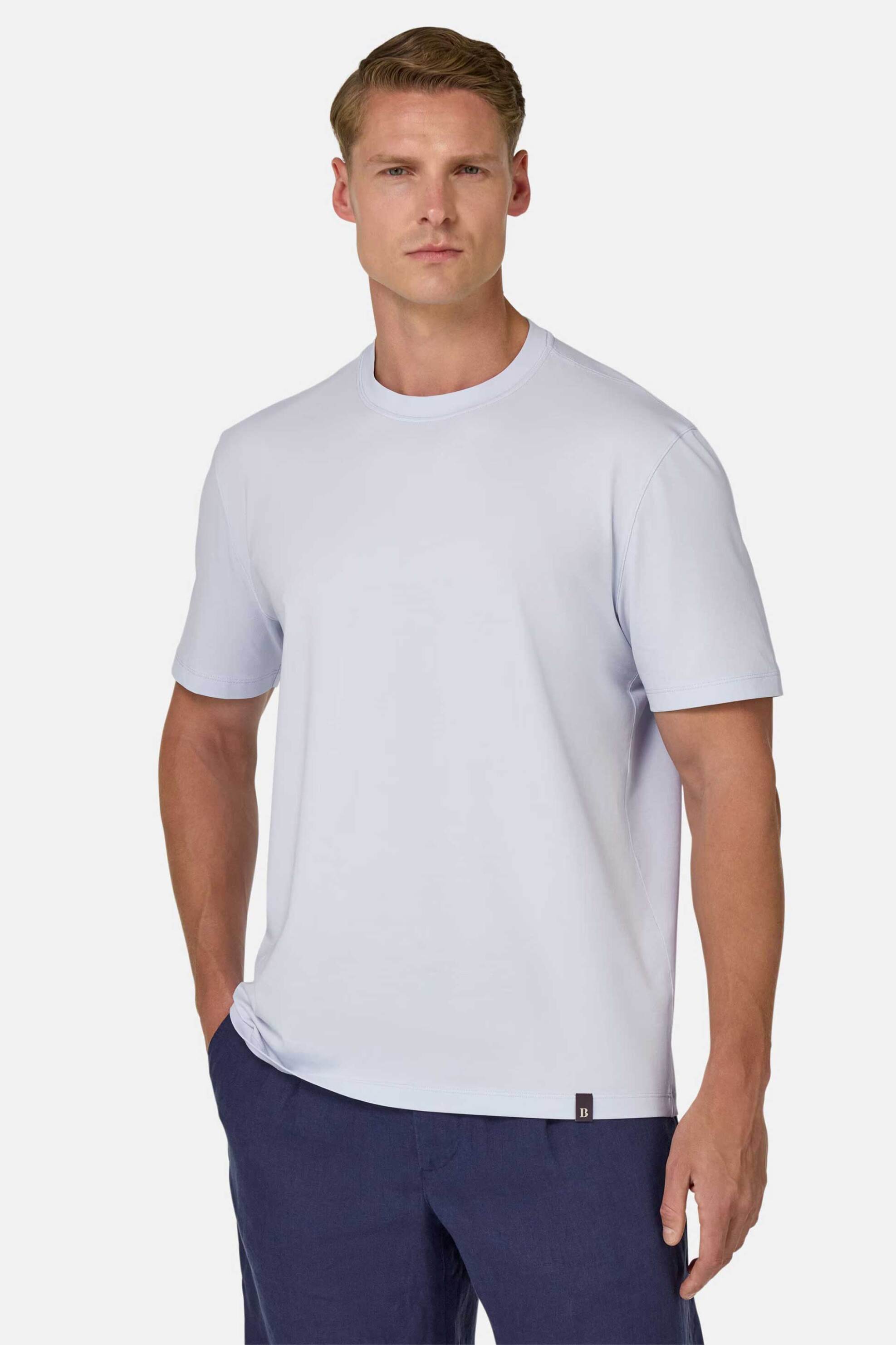 Boggi Milano ανδρικό T-shirt μονόχρωμο Regular Fit - BO25P046104 Σιελ