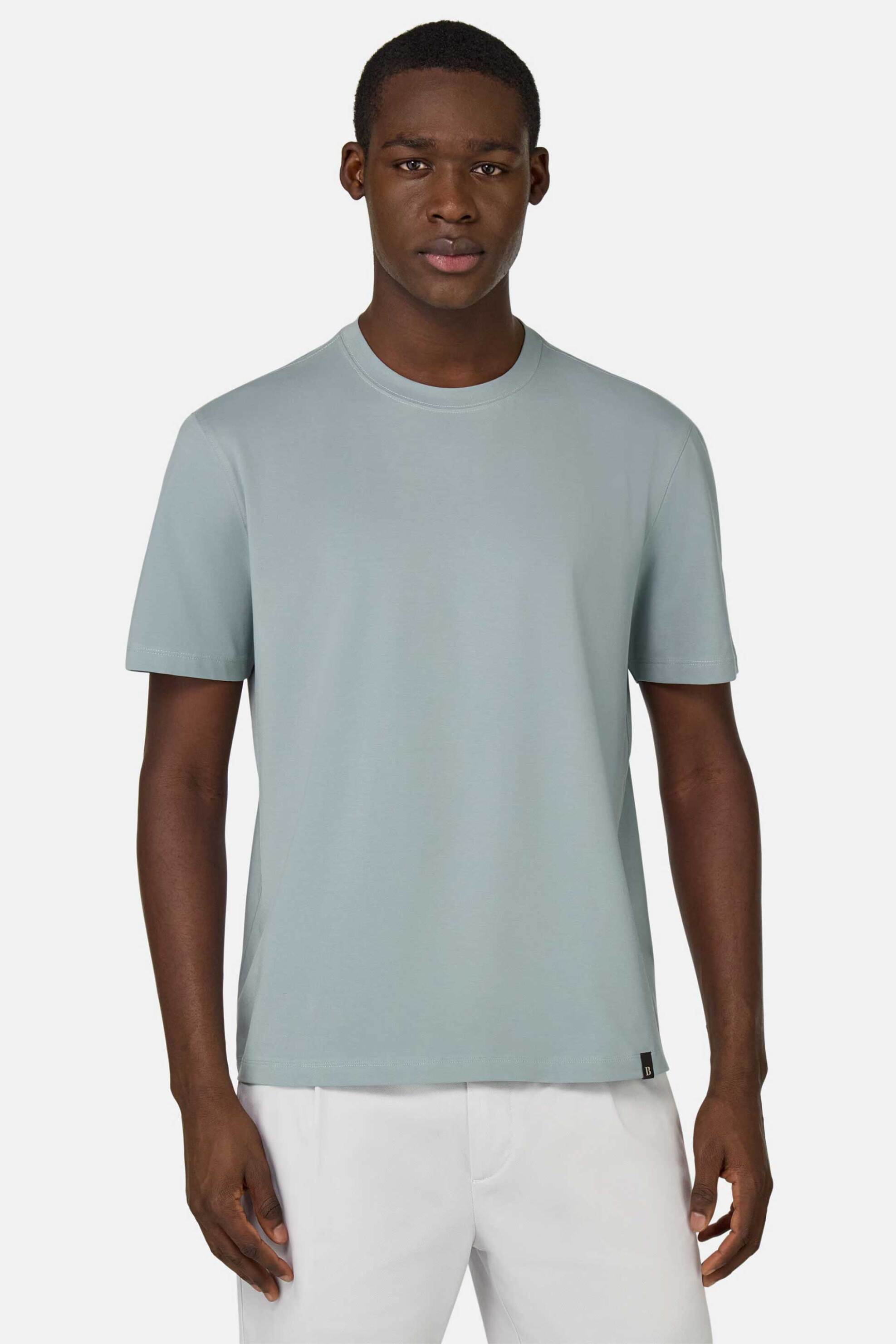 Boggi Milano ανδρικό T-shirt μονόχρωμο Regular Fit - BO25P046109 Βεραμάν Ανοιχτό