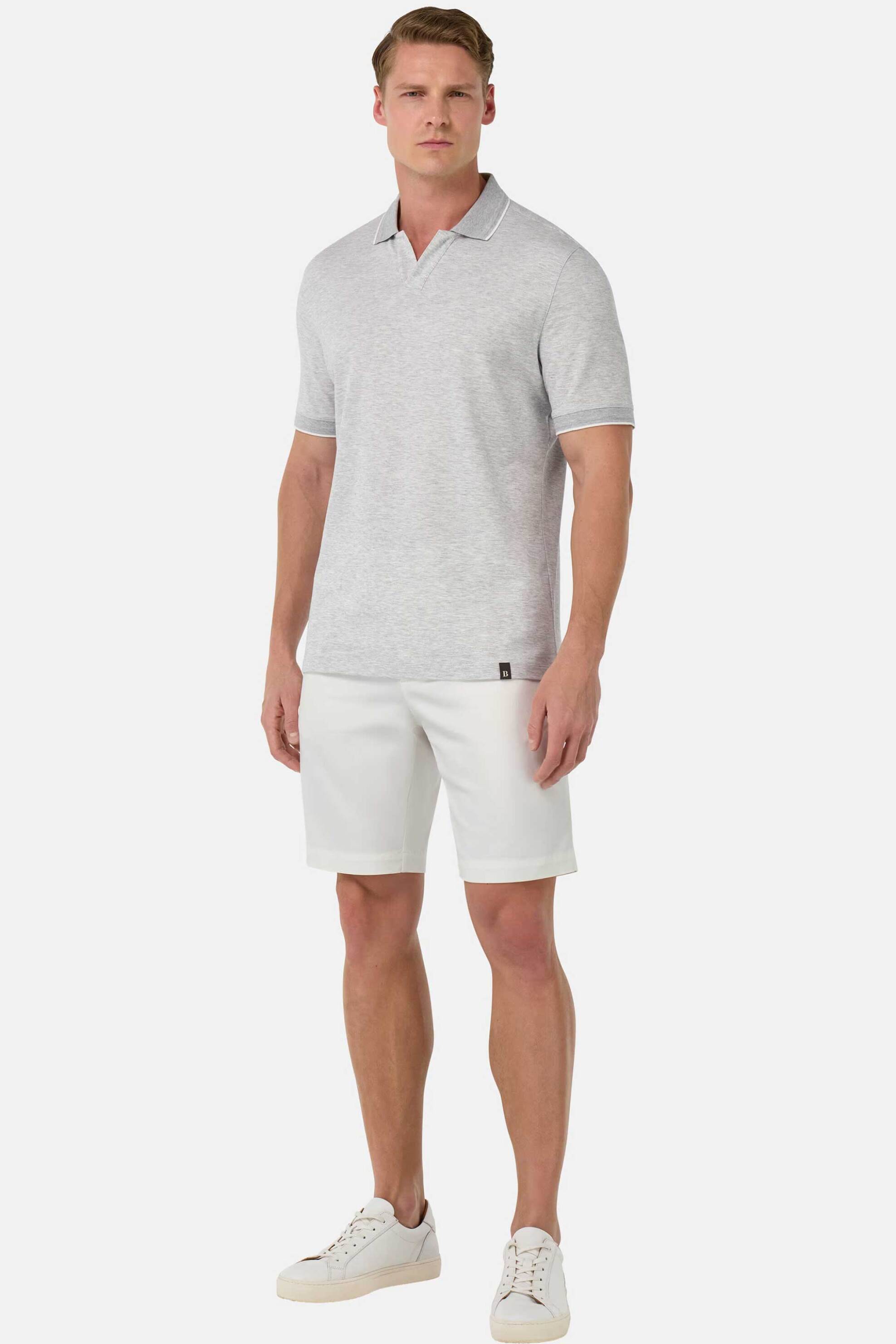 Boggi Milano ανδρική βερμούδα μονόχρωμη Regular Fit - BO25P037401 Λευκό