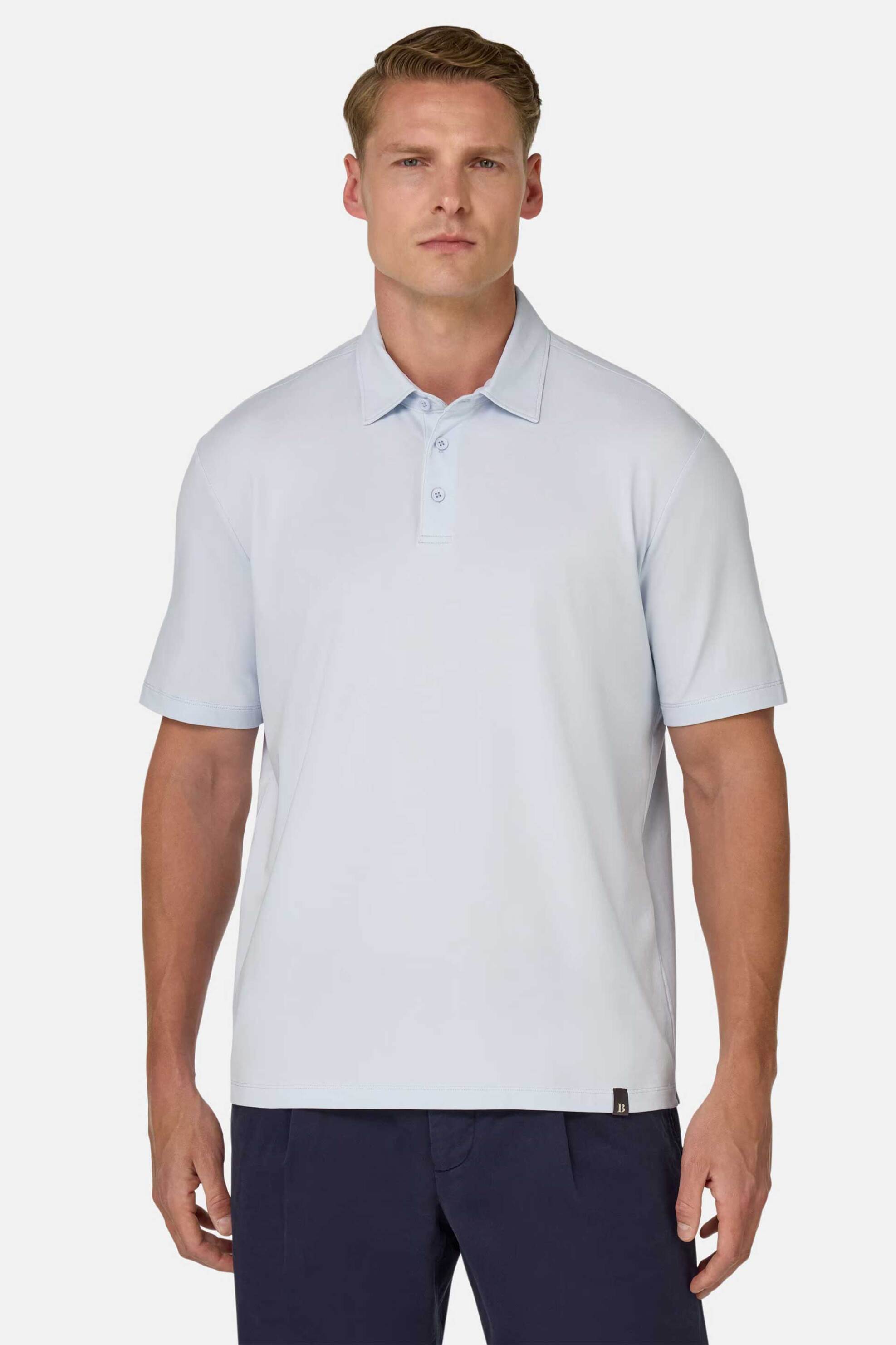 Boggi Milano ανδρική μπλούζα πόλο μονόχρωμη Regular Fit - BO25P046204 Σιελ