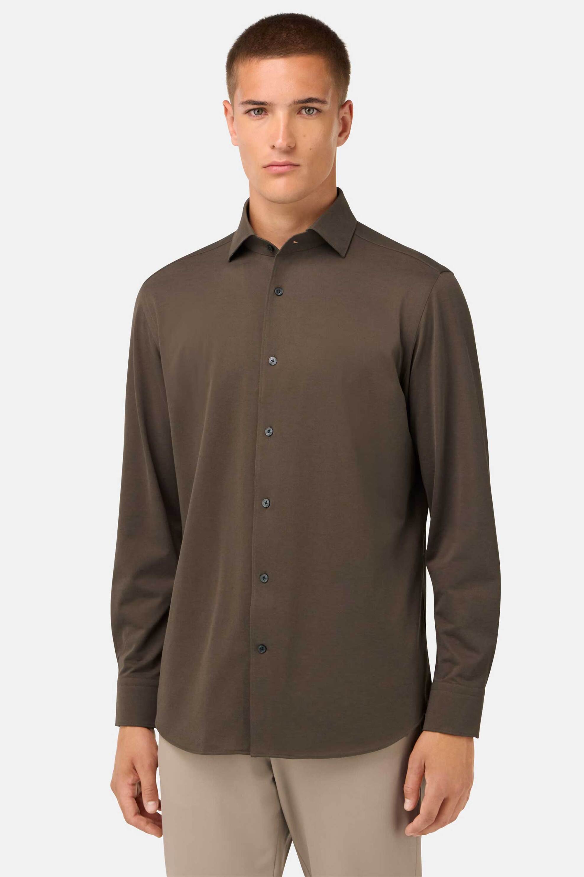 Boggi Milano ανδρικό πουκάμισο Regular Fit - BO25A001204 Καφέ