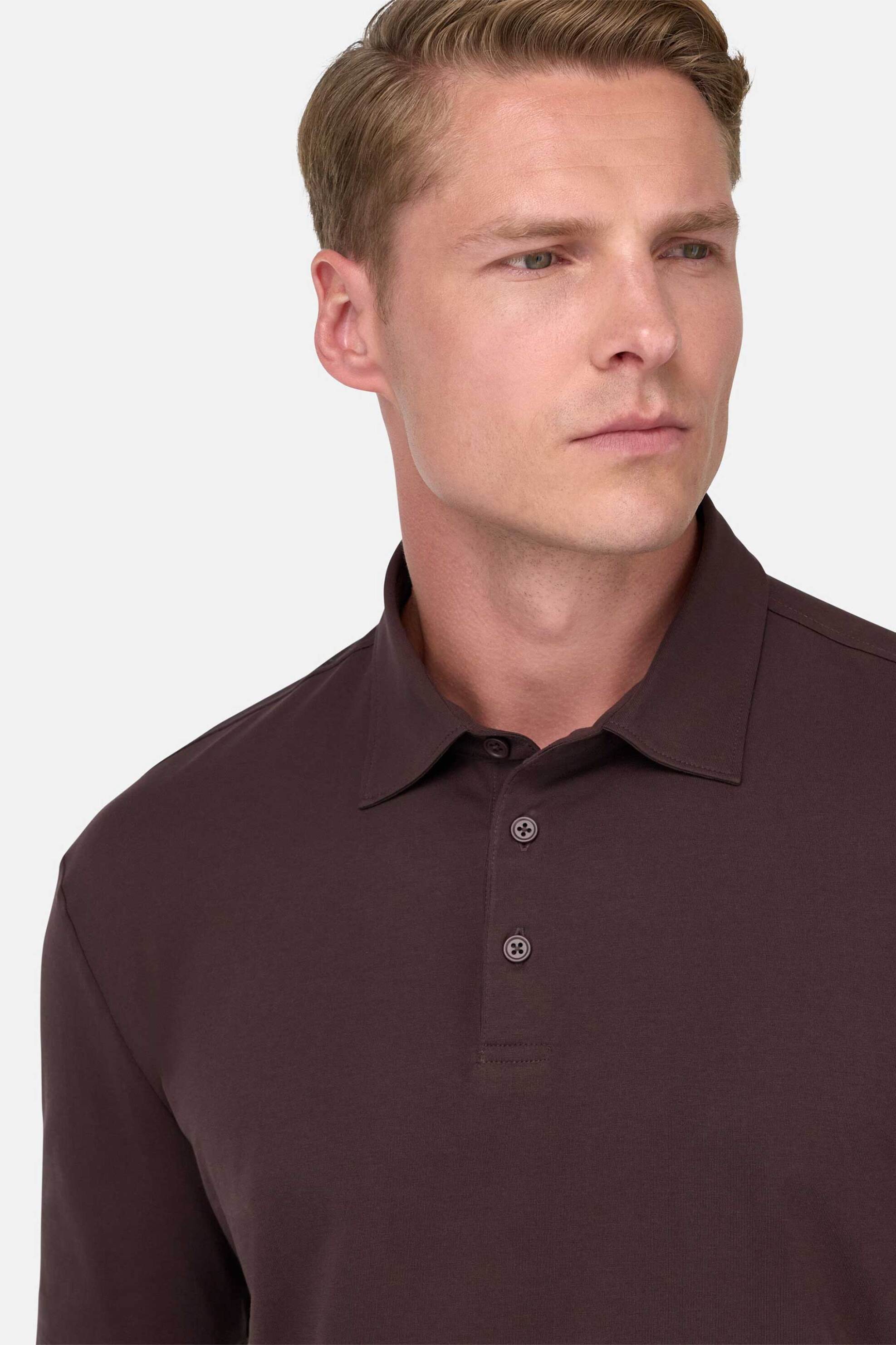 Boggi Milano ανδρική μπλούζα πόλο Regular Fit - BO25A006907 Καφέ φωτογραφία