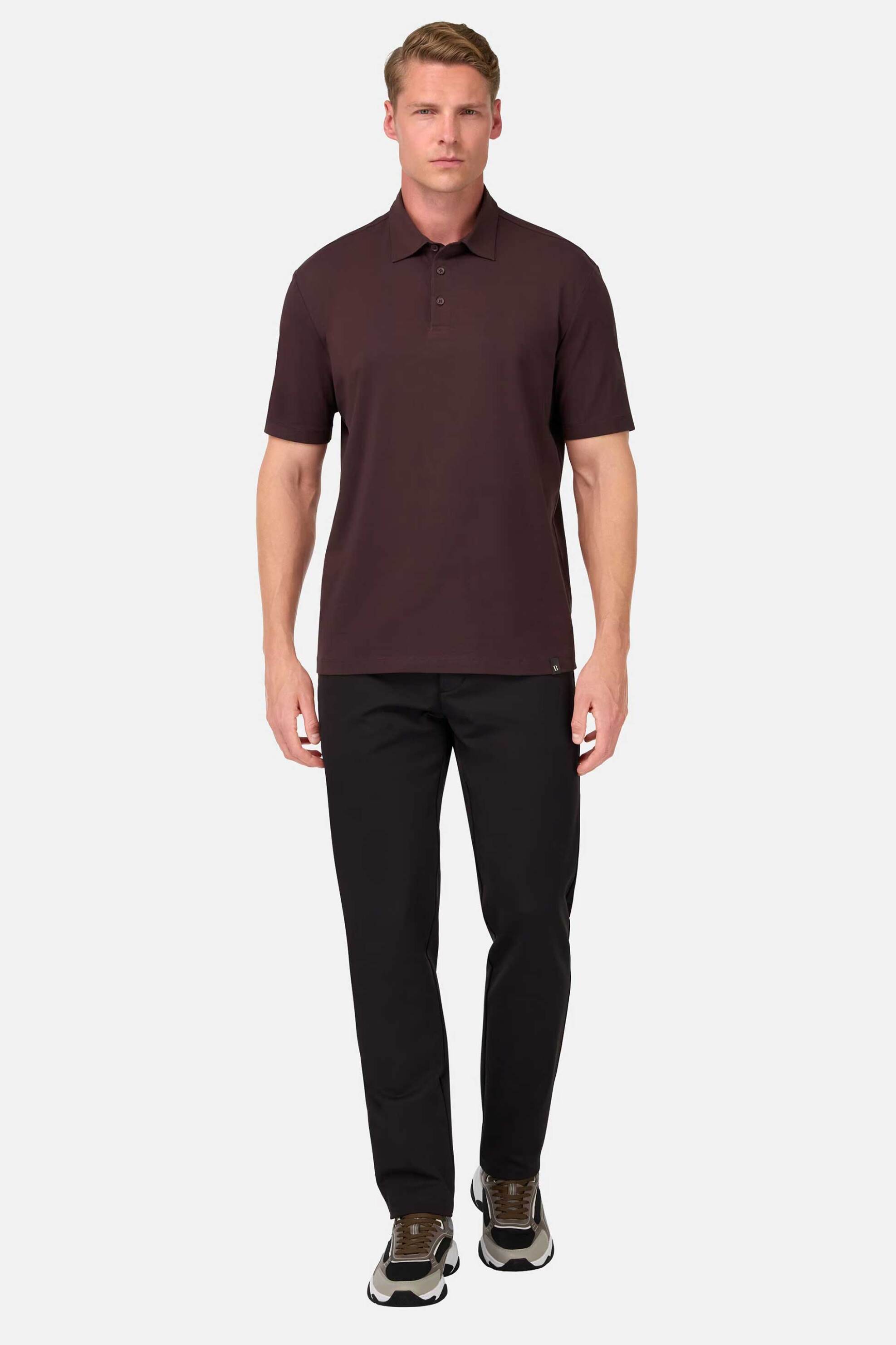 Boggi Milano ανδρική μπλούζα πόλο Regular Fit - BO25A006907 Καφέ φωτογραφία