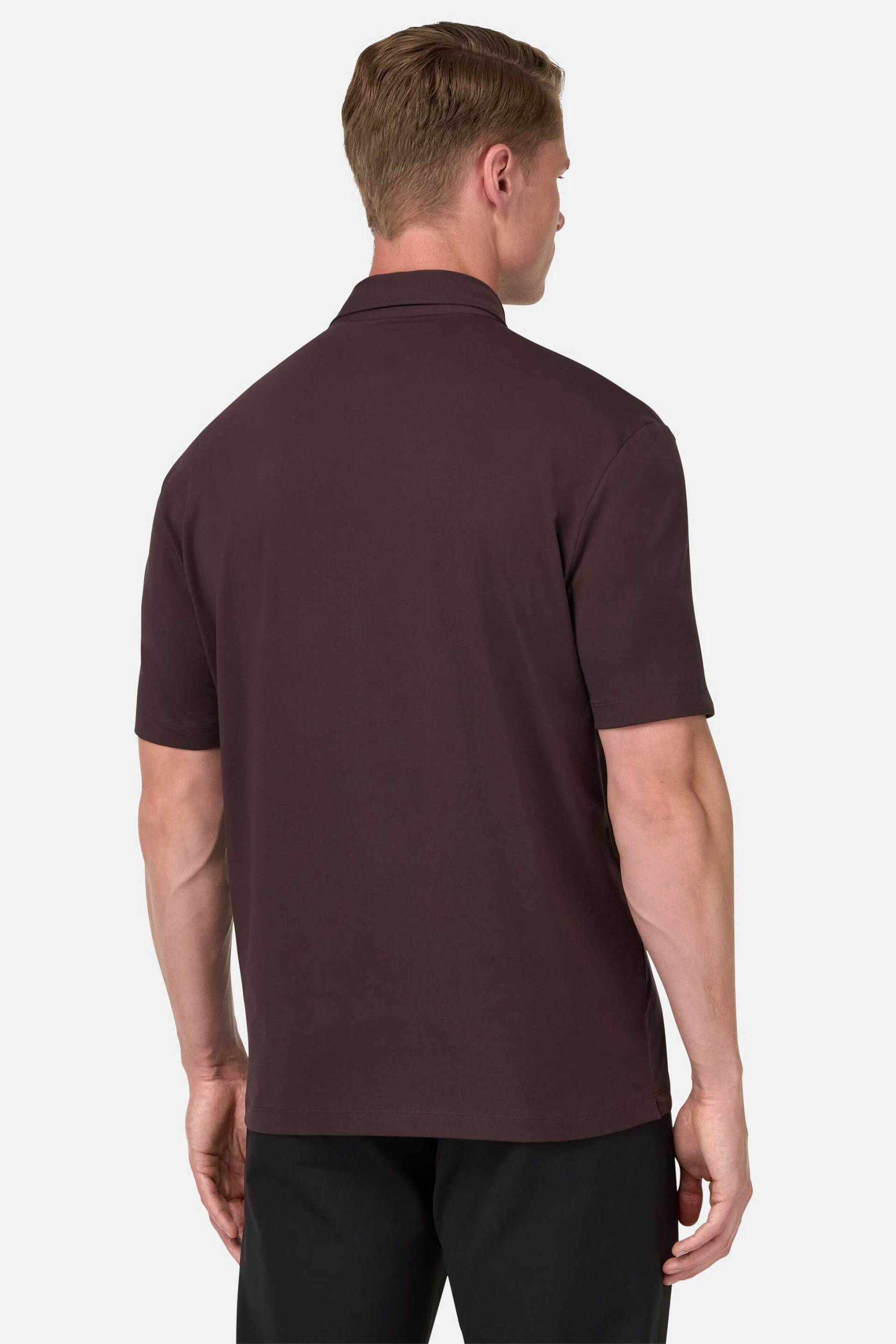 Boggi Milano ανδρική μπλούζα πόλο Regular Fit - BO25A006907 Καφέ φωτογραφία