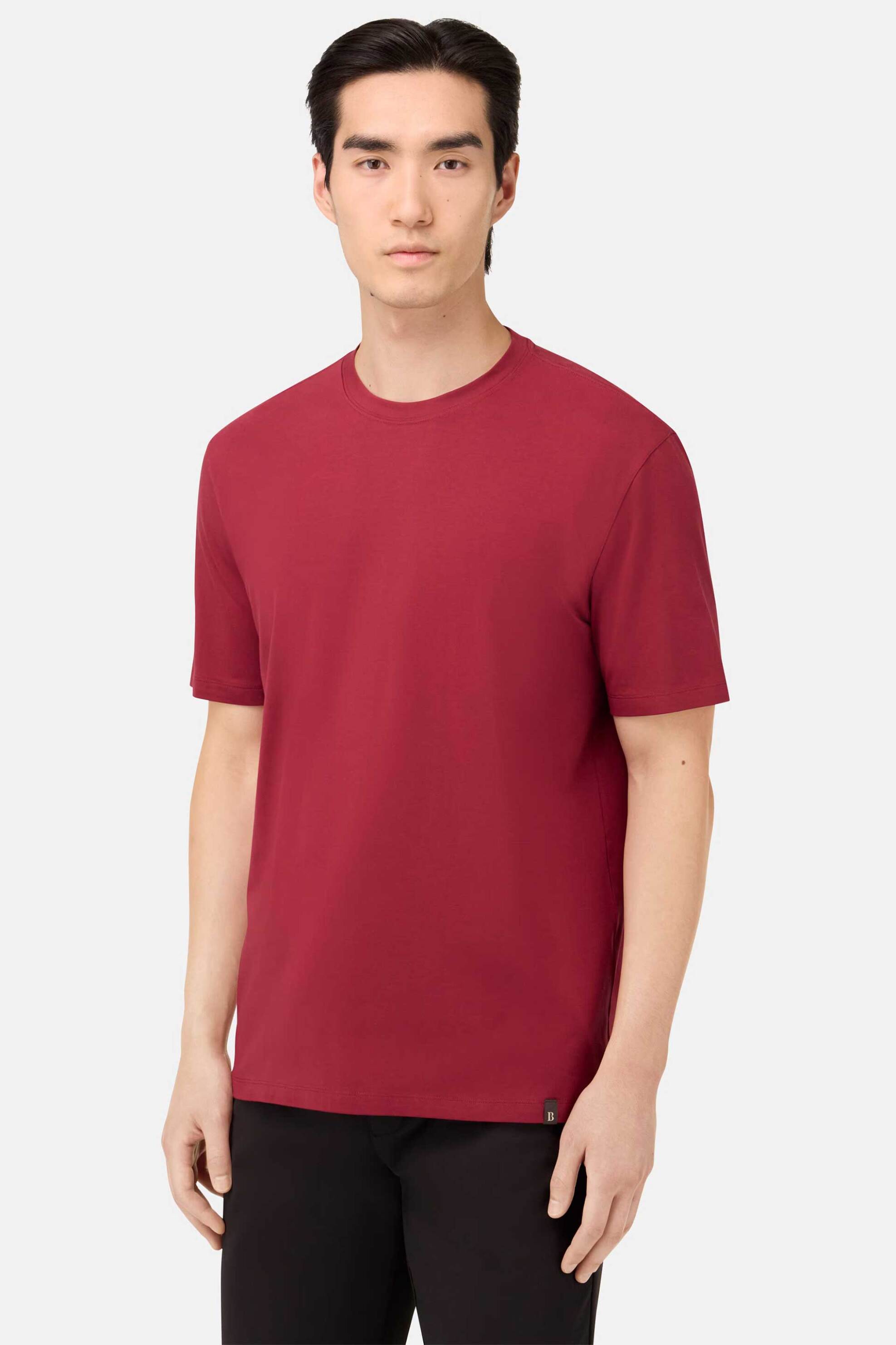 Boggi Milano ανδρικό T-shirt μονόχρωμο Regular Fit - BO25A007008 Κόκκινο