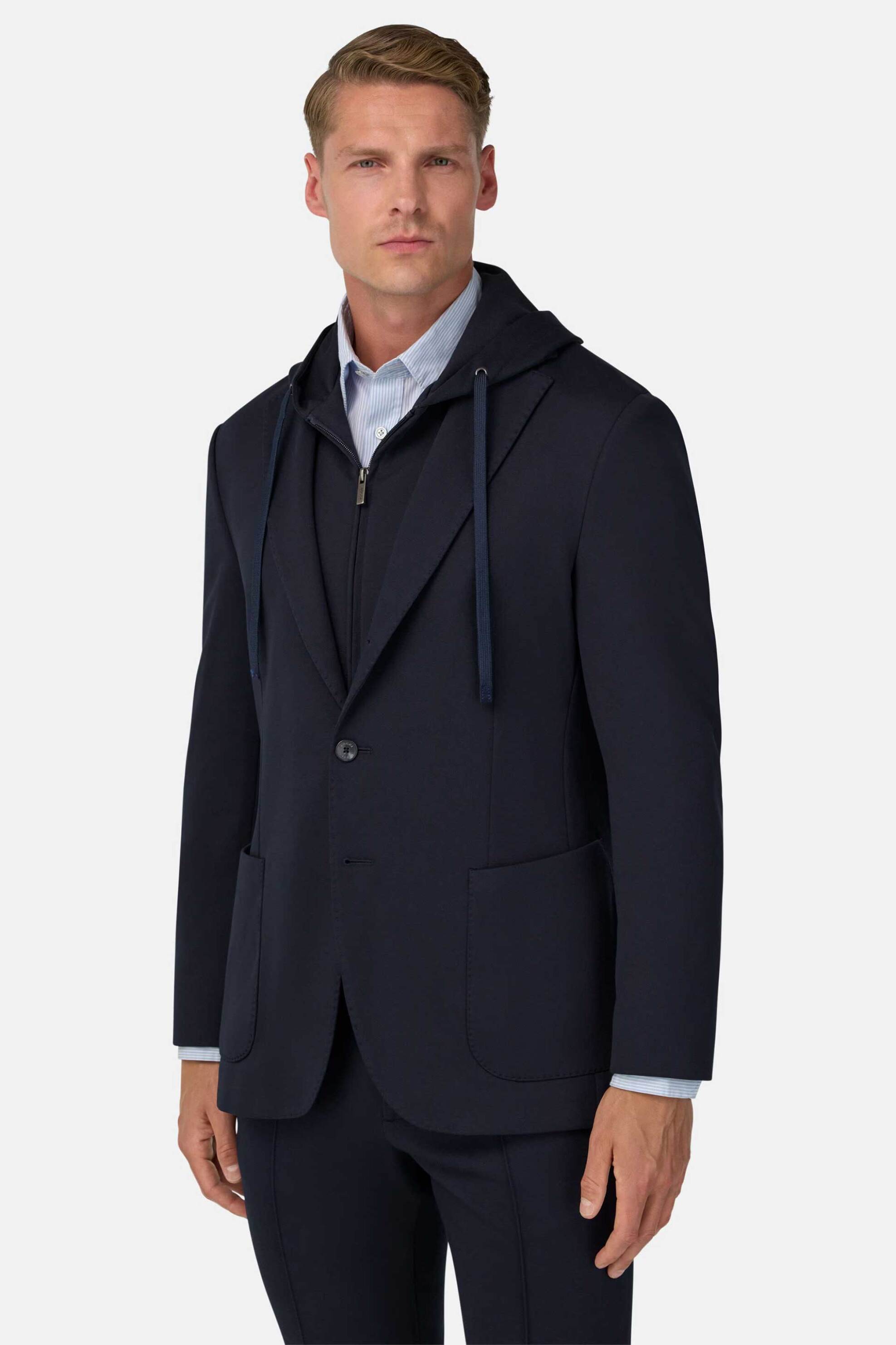 Boggi Milano σακάκι με αποσπώμενη επένδυση με κουκούλα Regular Fit - BO25A084901 Μπλε Σκούρο