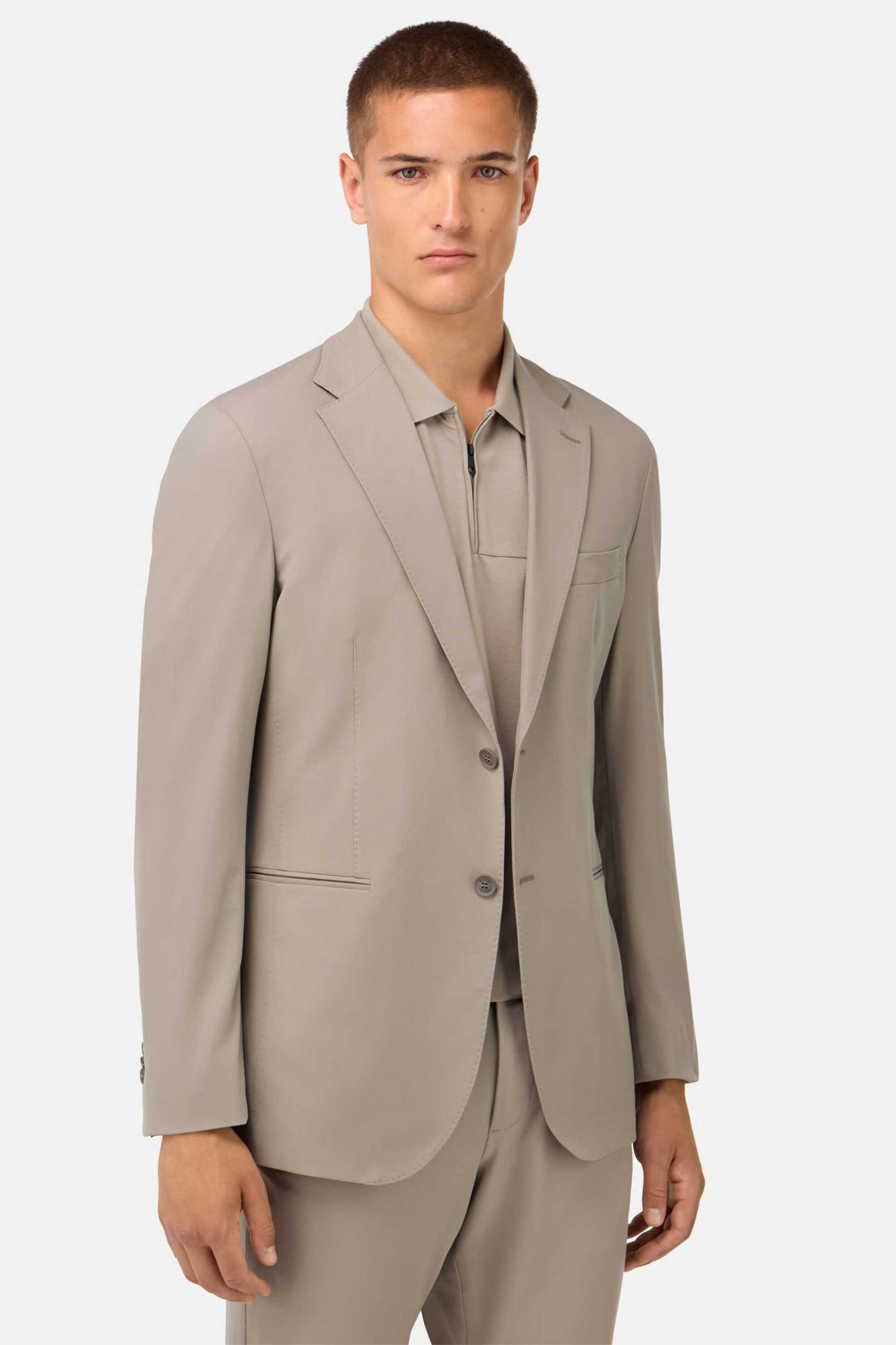 Boggi Milano ανδρικό σακάκι μονόχρωμο Regular Fit - BO25A101101 Καφέ Ανοιχτό