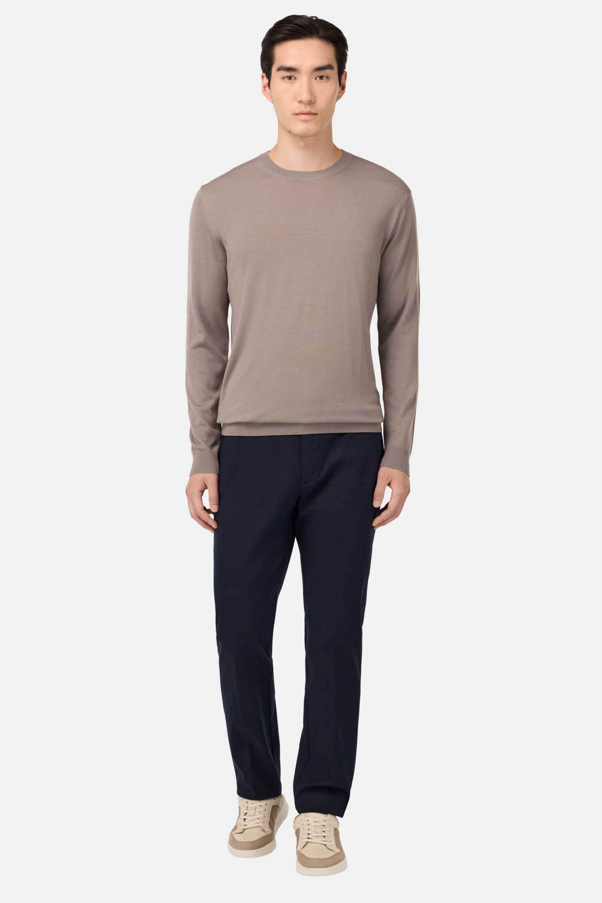 Boggi Milano ανδρικό παντελόνι μονόχρωμο Regular Fit - BO25A080302 Μπλε Σκούρο