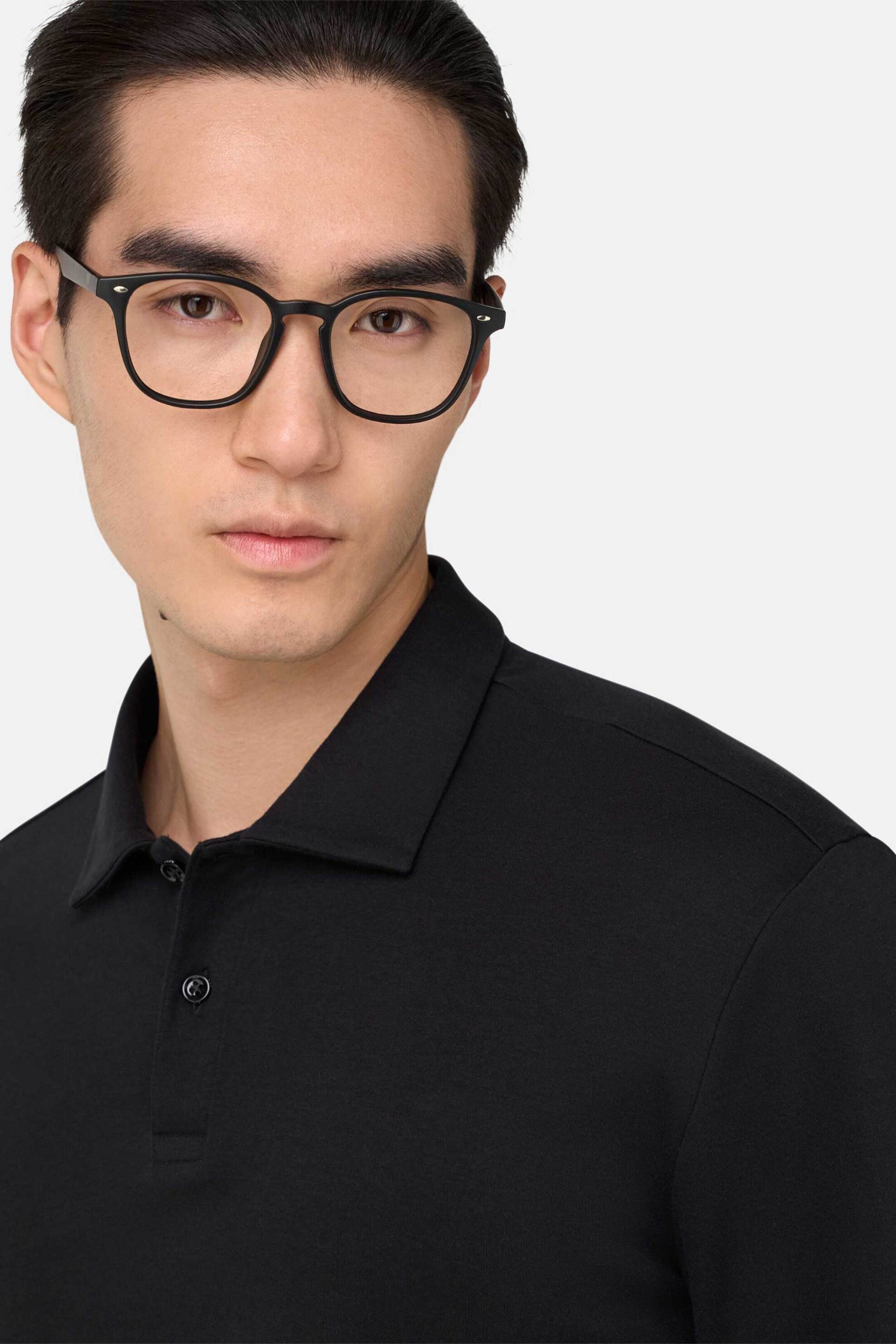 L Boggi Milano ανδρική μπλούζα πόλο Regular Fit - BO25A015202 Μαύρο φωτογραφία