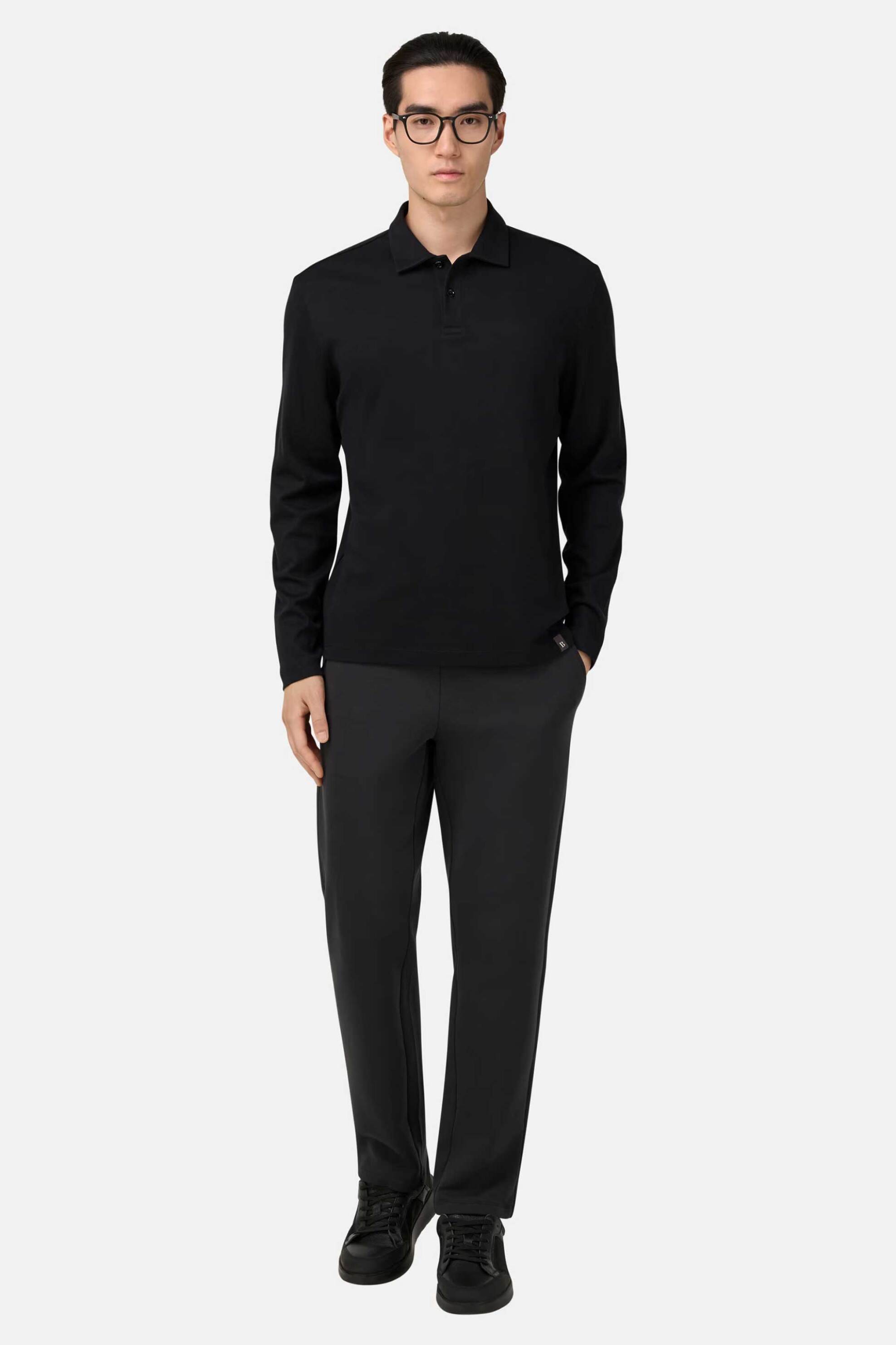 L Boggi Milano ανδρική μπλούζα πόλο Regular Fit - BO25A015202 Μαύρο φωτογραφία