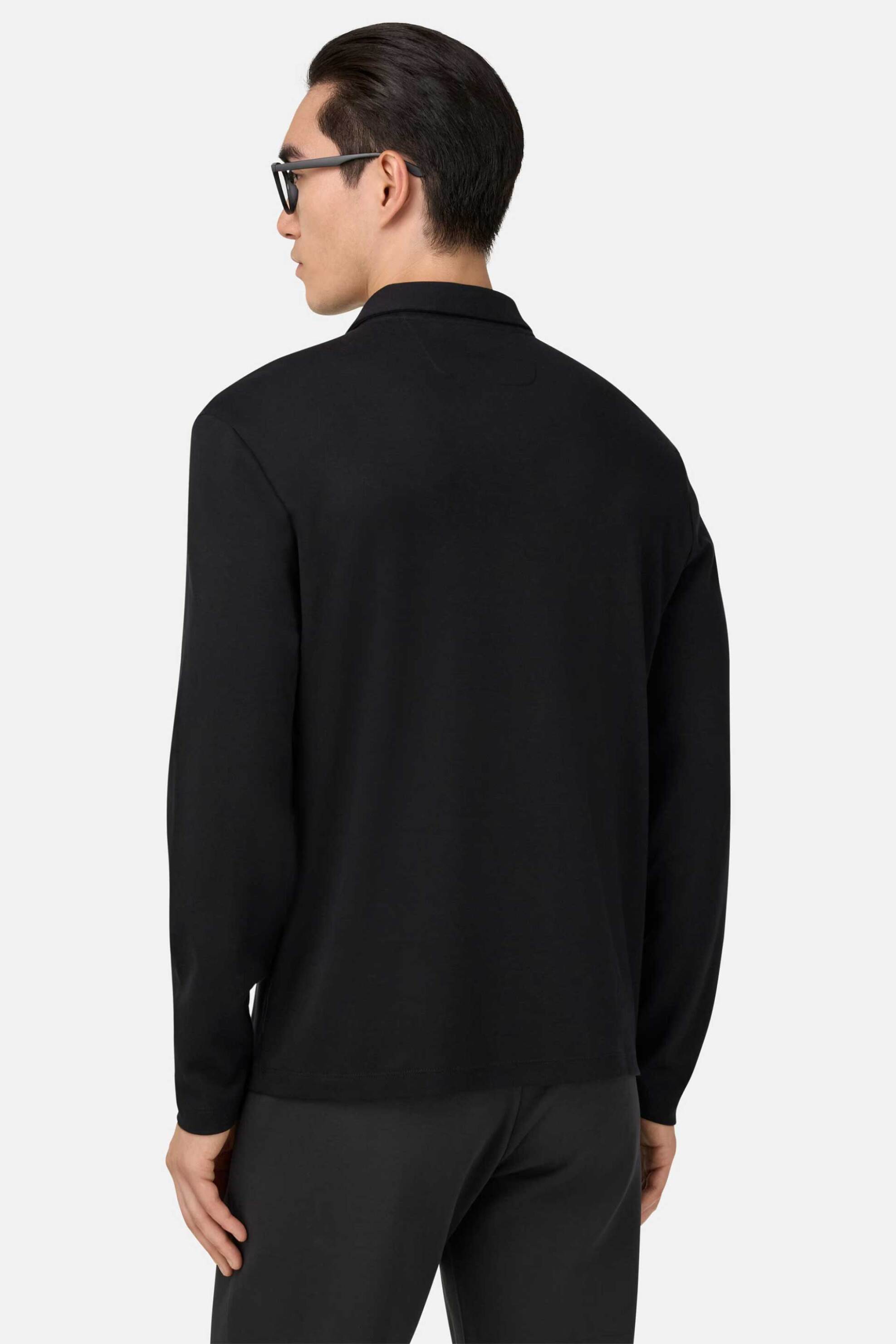 L Boggi Milano ανδρική μπλούζα πόλο Regular Fit - BO25A015202 Μαύρο φωτογραφία