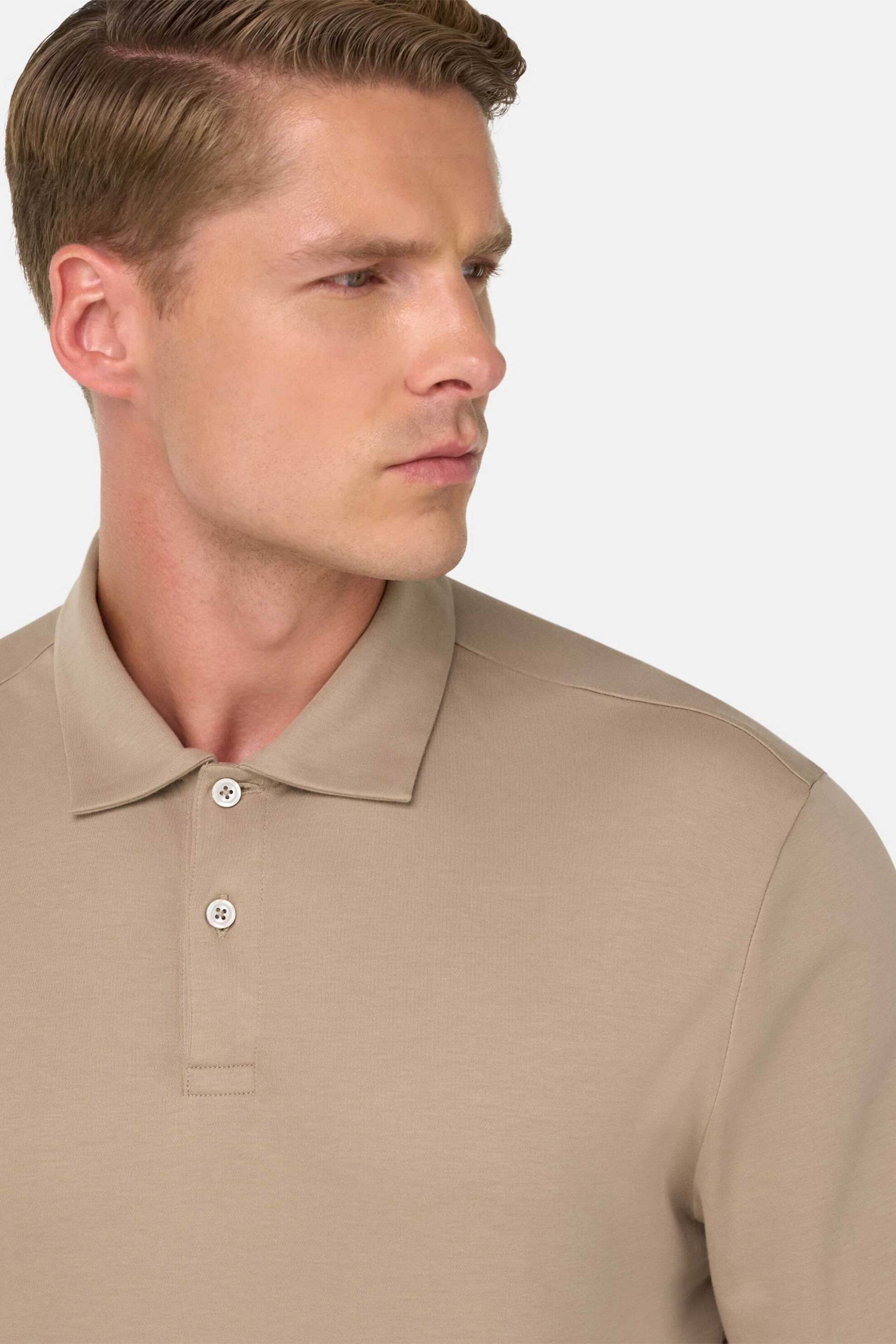 Boggi Milano ανδρική μπλούζα πόλο Regular Fit - BO25A015204 Μπεζ φωτογραφία