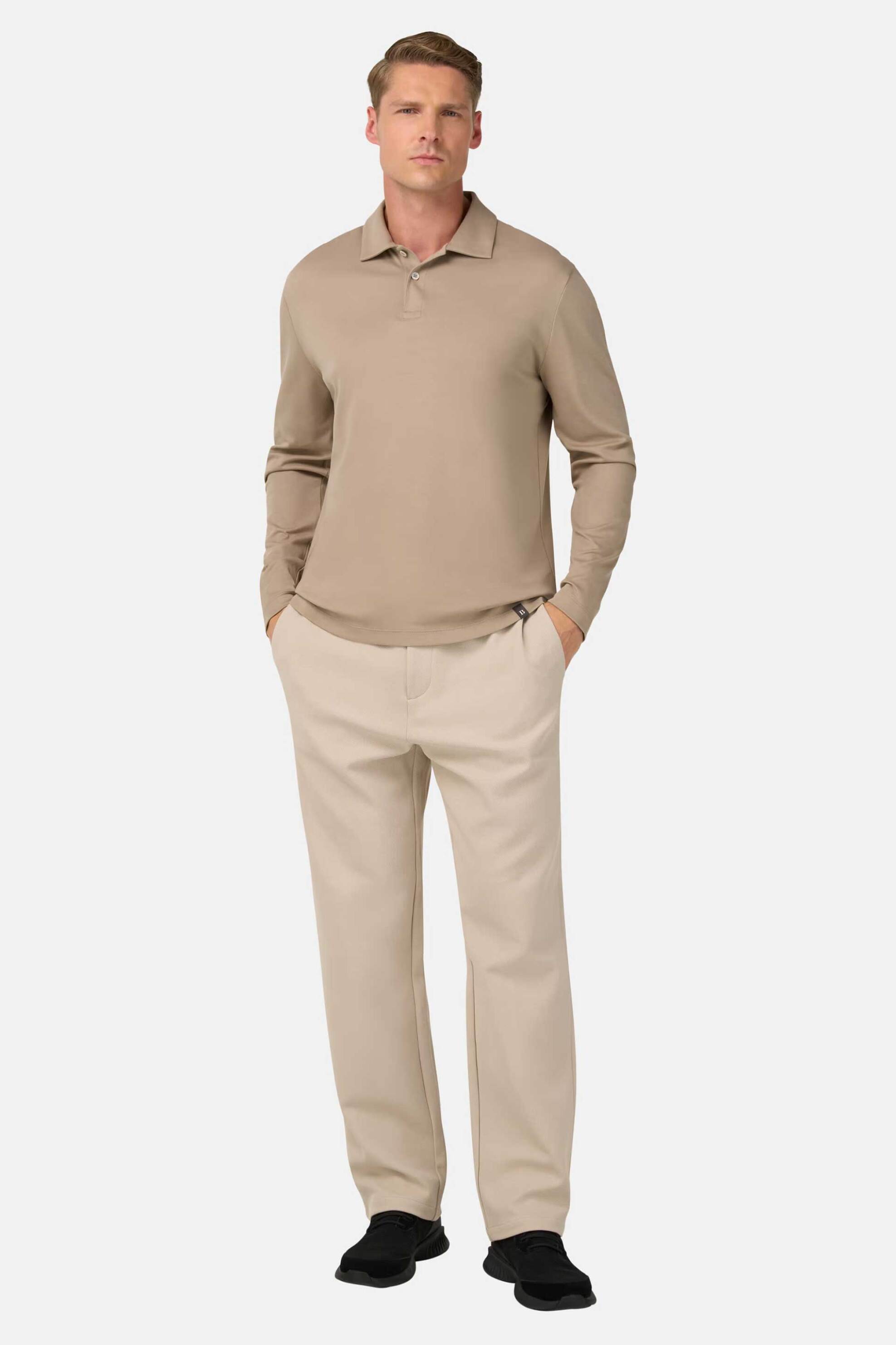 Boggi Milano ανδρική μπλούζα πόλο Regular Fit - BO25A015204 Μπεζ φωτογραφία