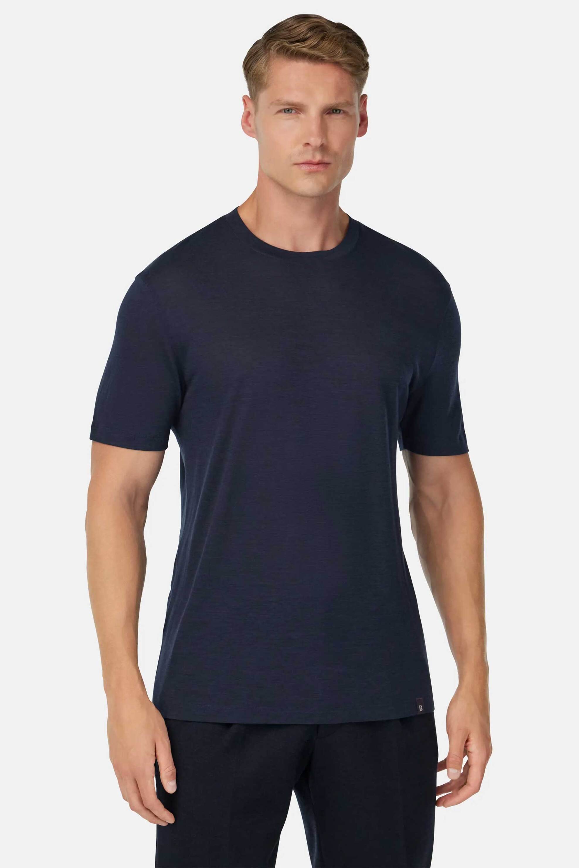 Boggi Milano ανδρικό T-shirt μονόχρωμο - BO25A007203 Μπλε Σκούρο