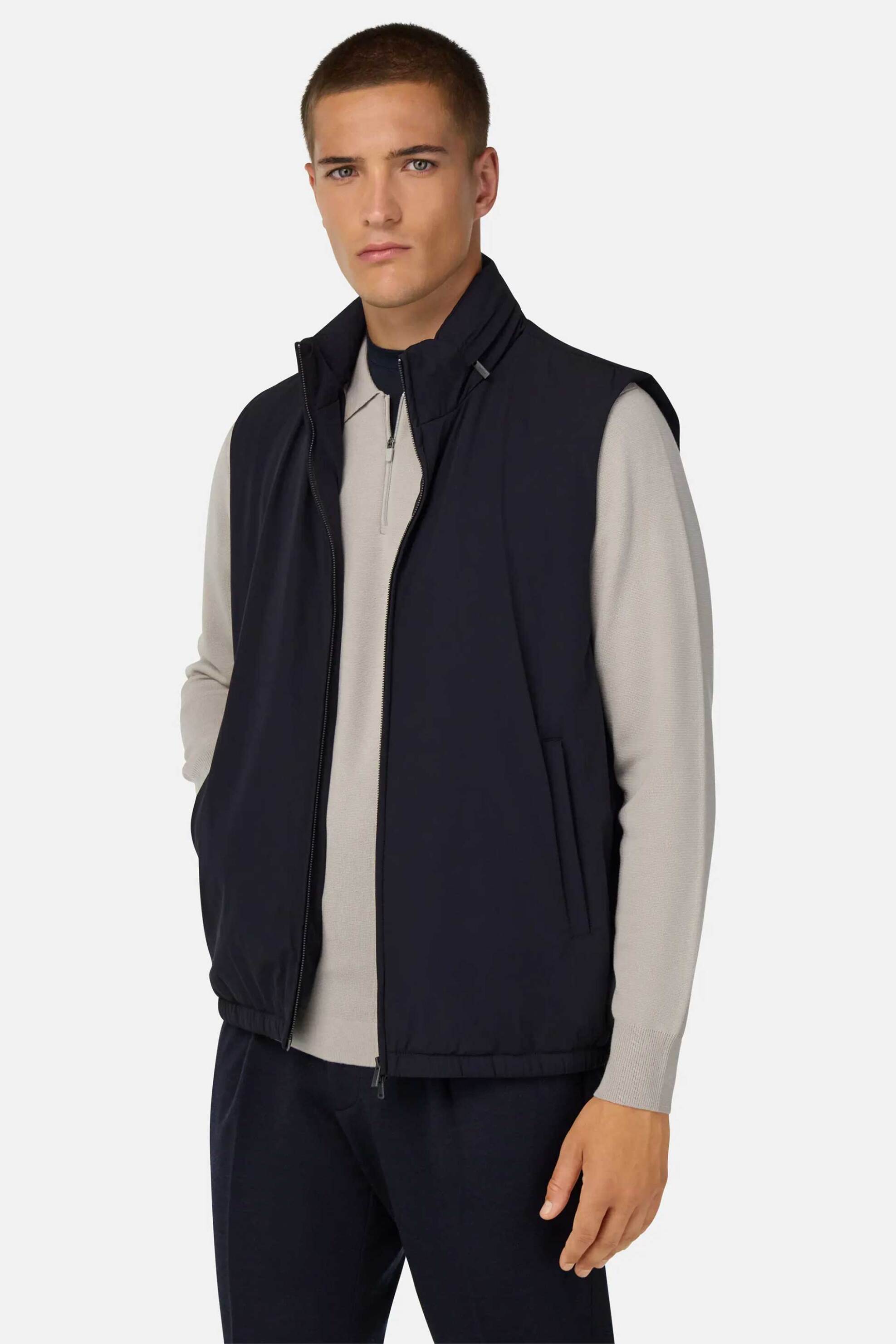 Boggi Milano ανδρικό αμάνικο μπουφάν μονόχρωμο - BO25A007901 Μπλε Σκούρο