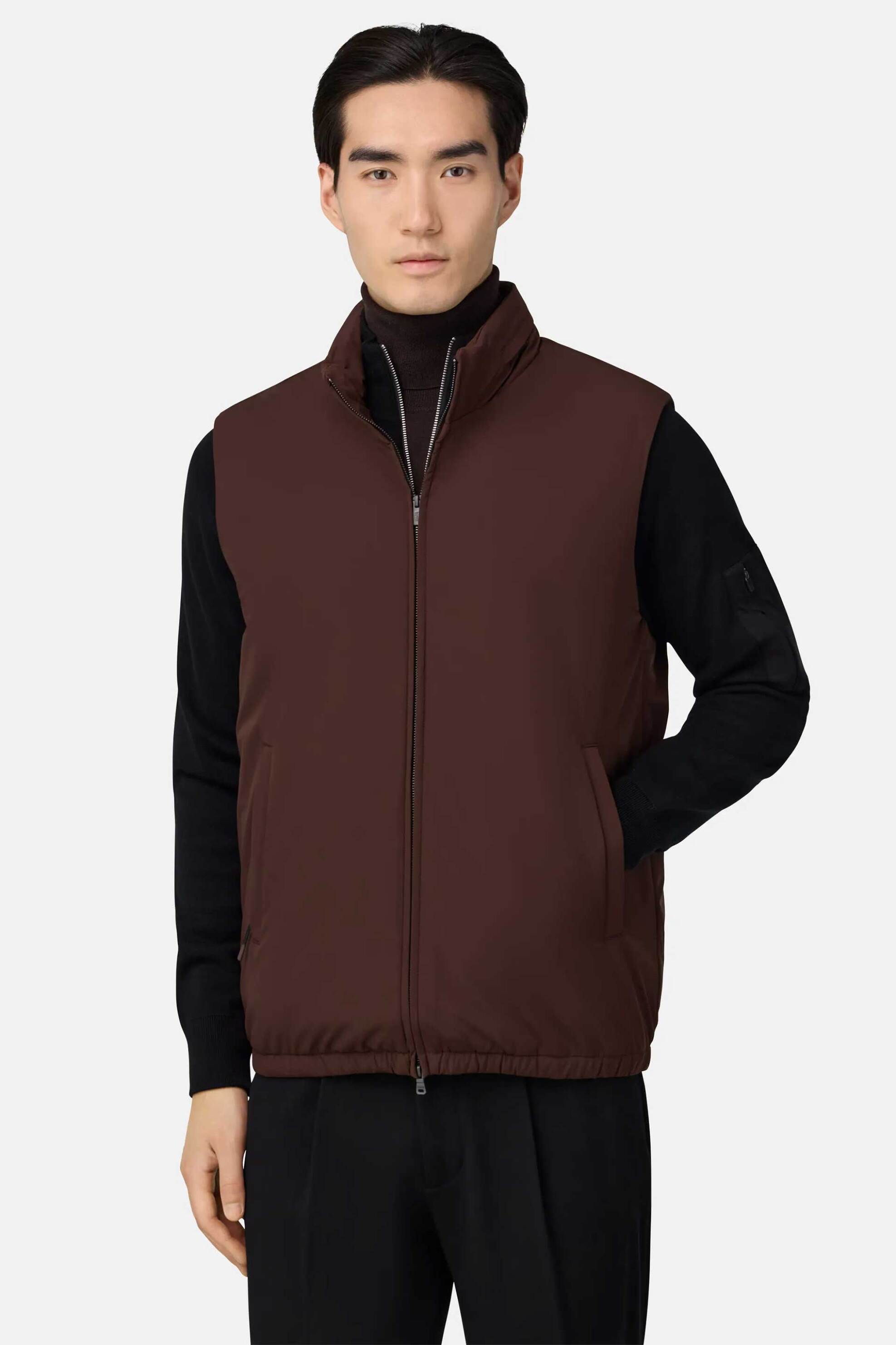 Boggi Milano ανδρικό αμάνικο μπουφάν μονόχρωμο - BO25A007903 Καφέ