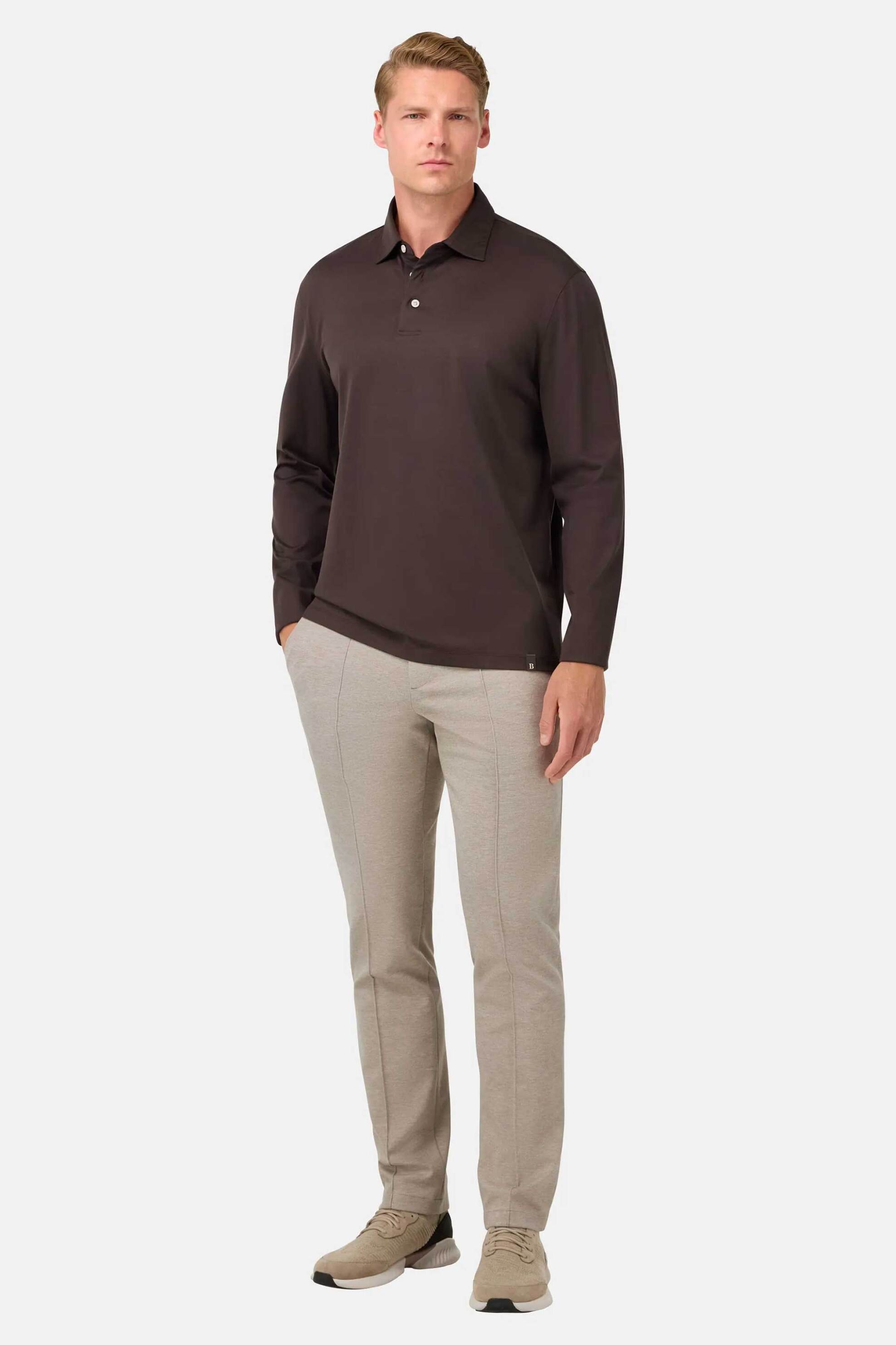 Boggi Milano ανδρικό παντελόνι με ελαστική μέση μονόχρωμο - BO25A028901 Μπεζ