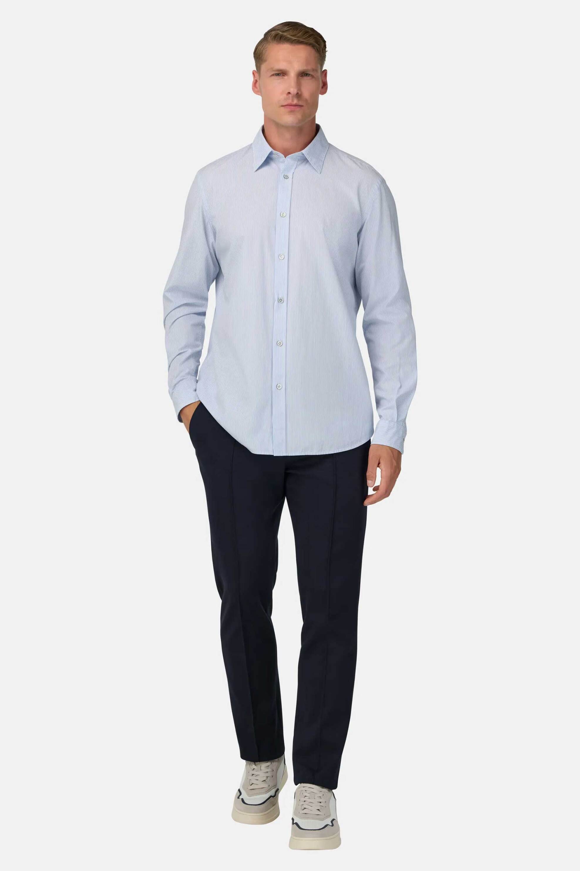 Boggi Milano ανδρικό παντελόνι μονόχρωμο με ελαστική μέση Regular Fit - BO25A087401 Μπλε Σκούρο