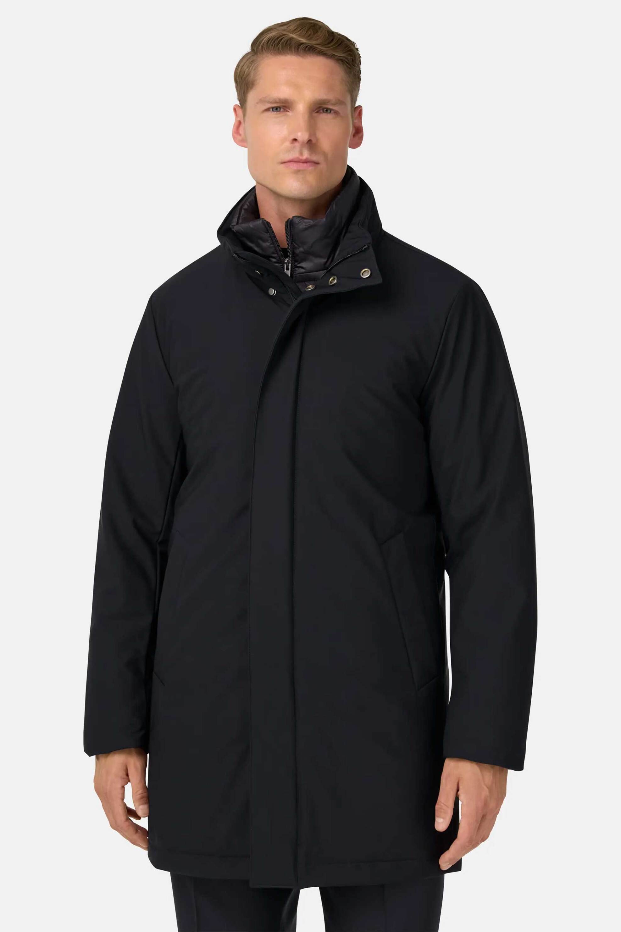 Boggi Milano ανδρικό μπουφάν μονόχρωμο με εσωτερική επένδυση - BO25A093501 Μπλε Σκούρο