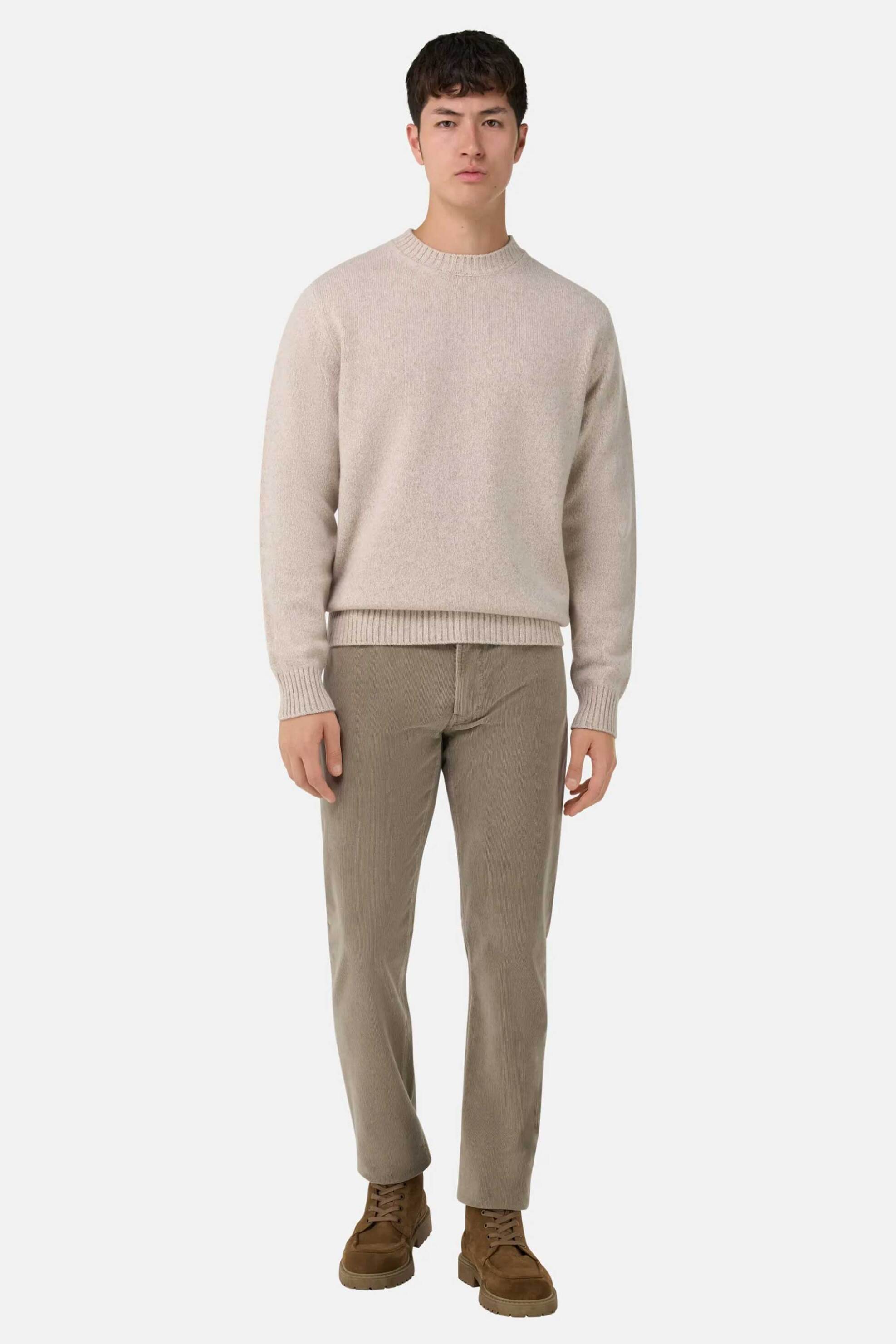 Boggi Milano ανδρικό κοτλέ παντελόνι πεντάτσεπο Regular Fit - BO25A018705 Καφέ Ανοιχτό