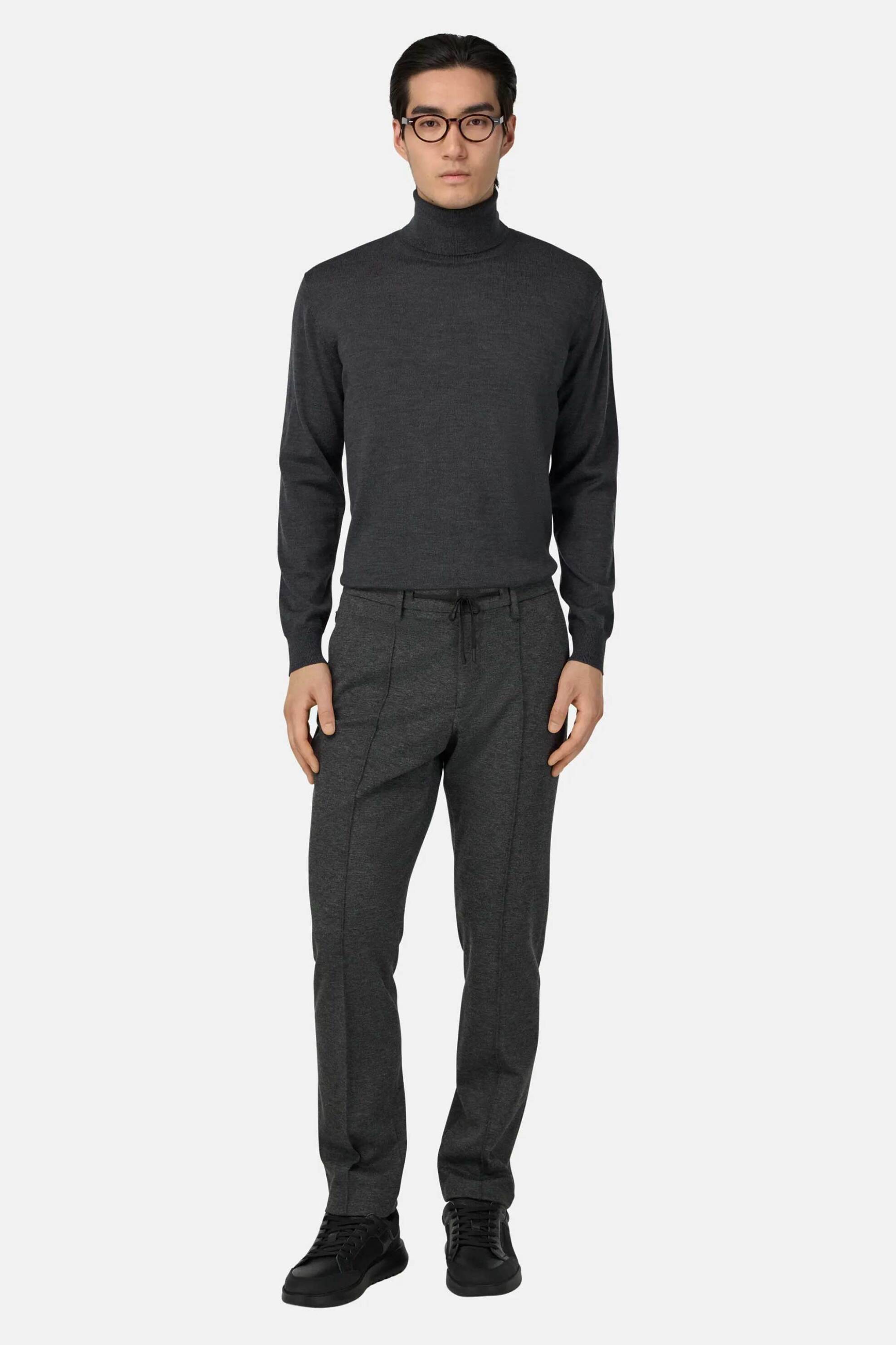 Boggi Milano ανδρικό παντελόνι με ελαστική μέση Regular Fit - BO25A028902 Ανθρακί