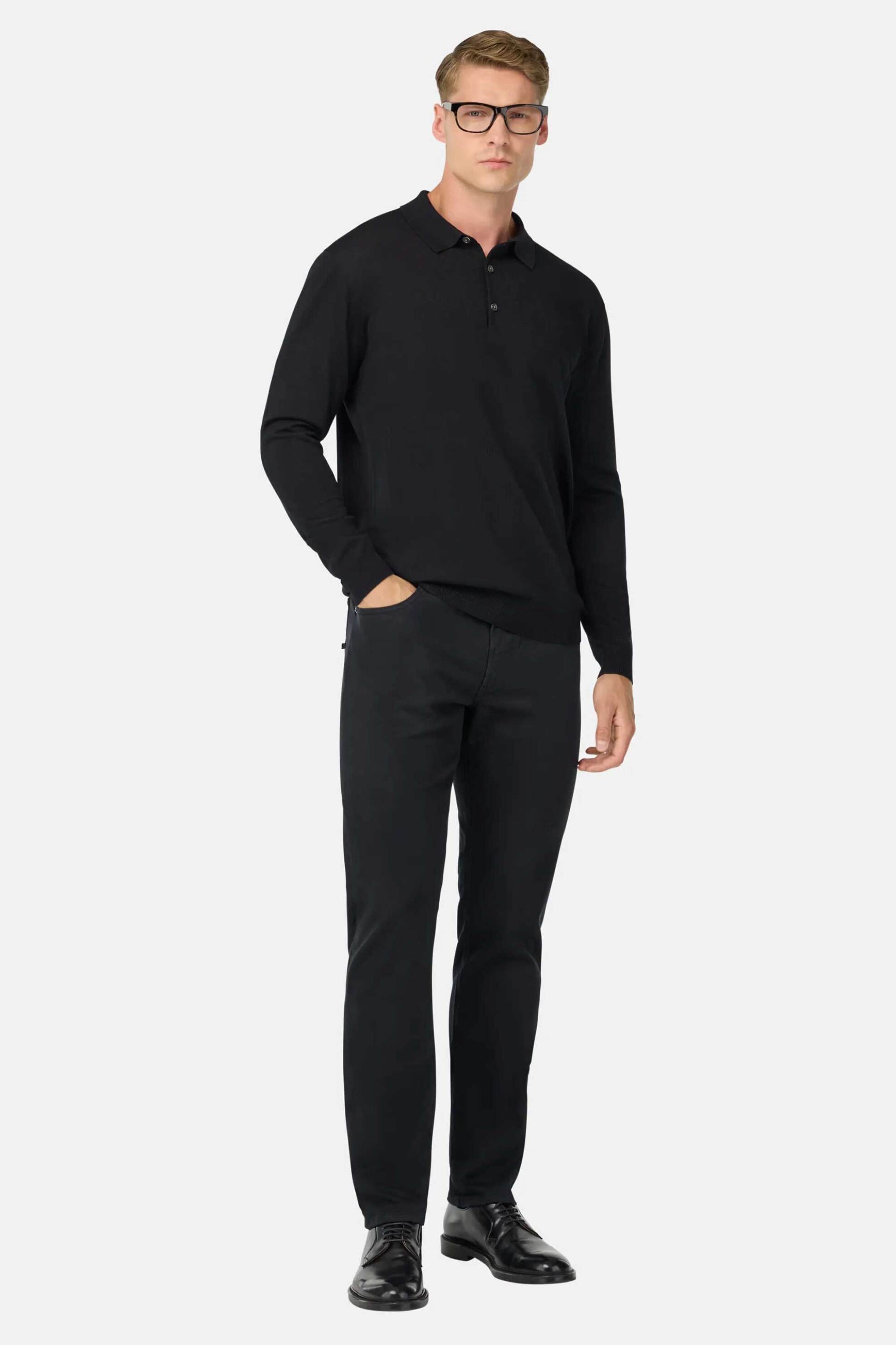 Boggi Milano ανδρικό τζιν παντελόνι πεντάτσεπο Regular Fit - BO25A014301 Μπλε Σκούρο