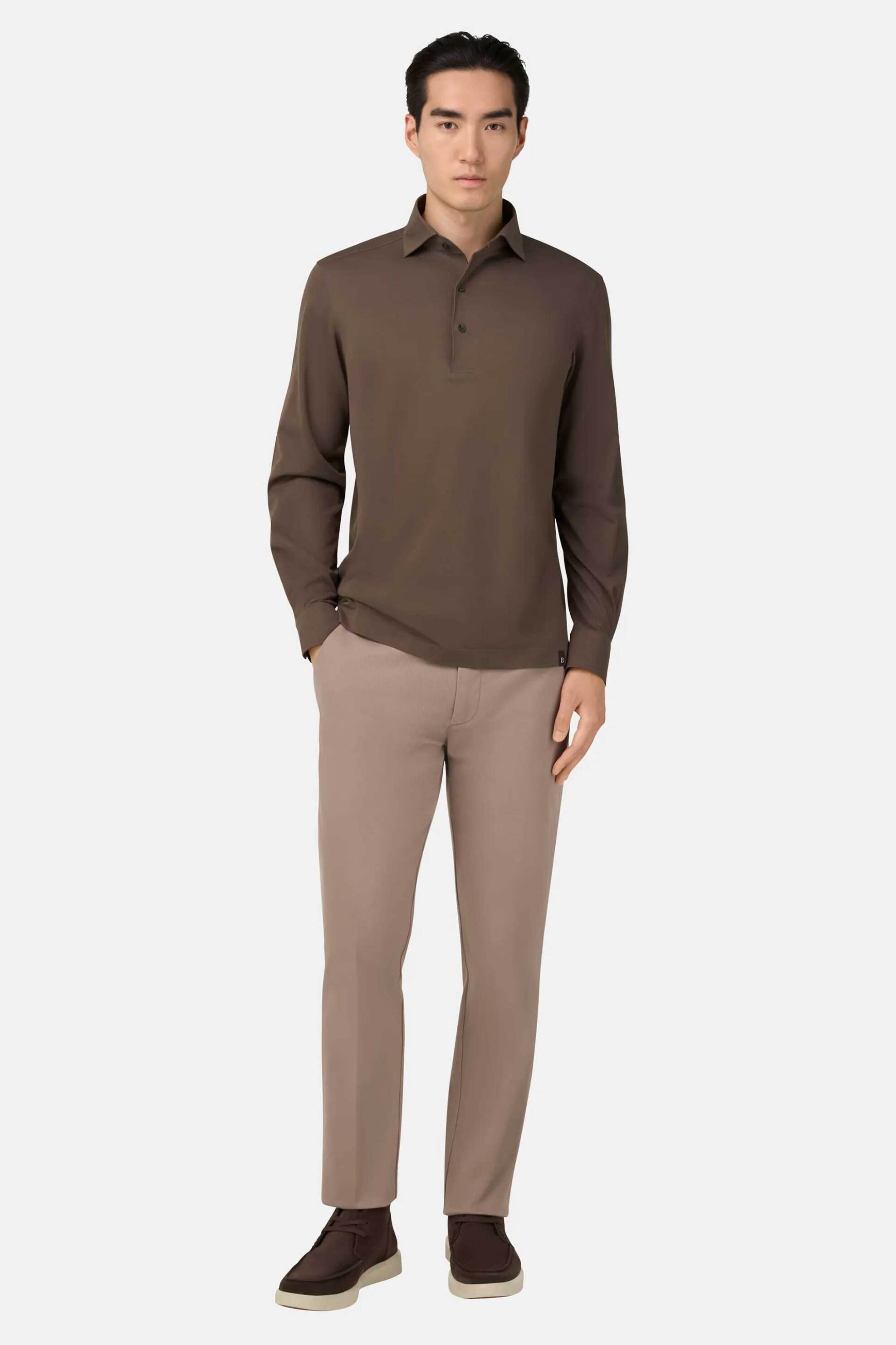 Boggi Milano ανδρικό παντελόνι chino Regular Fit - BO25A015305 Καφέ Ανοιχτό